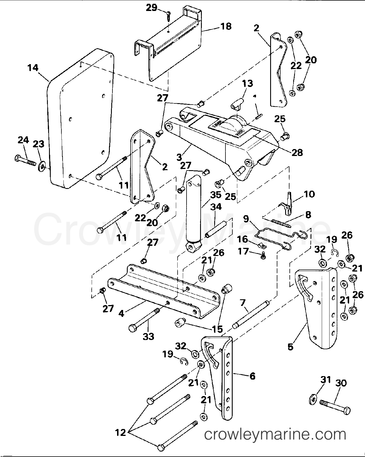 1991 Rigging Parts Accessories - Miscellaneous AUXILIARY MOTOR BRACKET KIT - 2 THRU 15 section