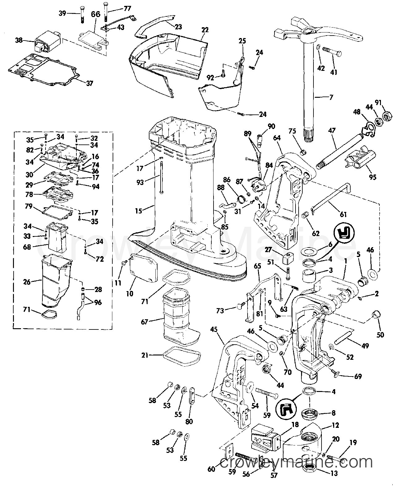1987 Evinrude Outboards 150 - E150STLCUR MIDSECTION section