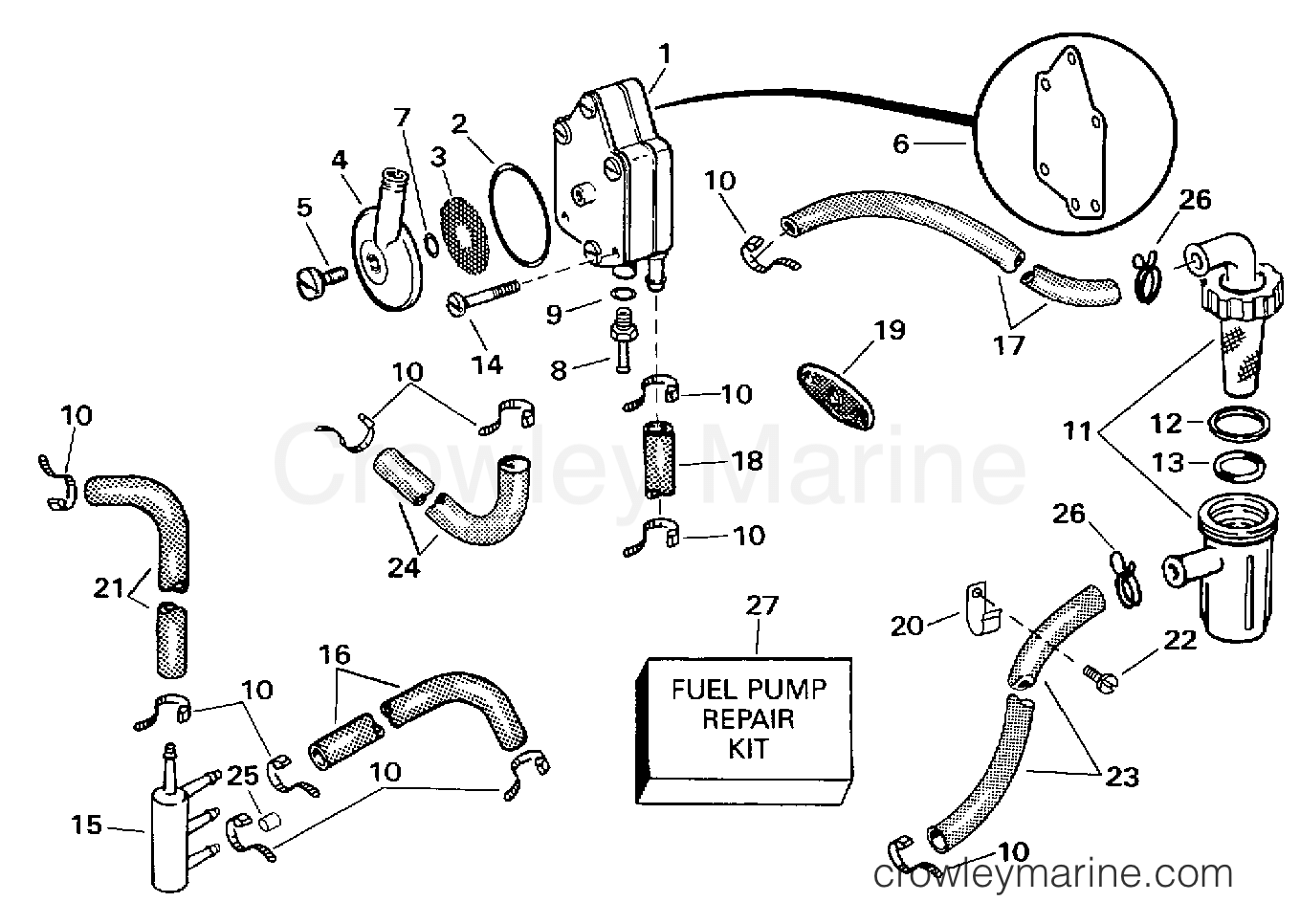FUEL PUMP & FILTER 1998 Johnson Outboards 55 SJ55RSLM2 Crowley Marine