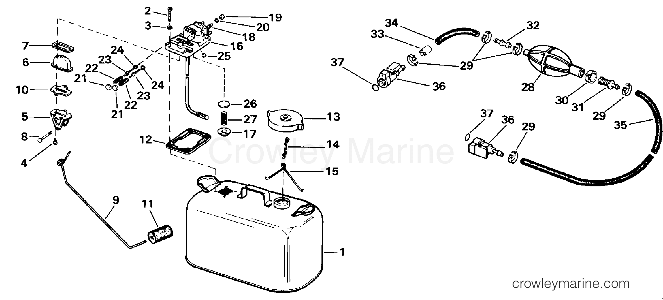 FUEL TANK 1984 Johnson Outboards 70 J70TLCRD Crowley Marine