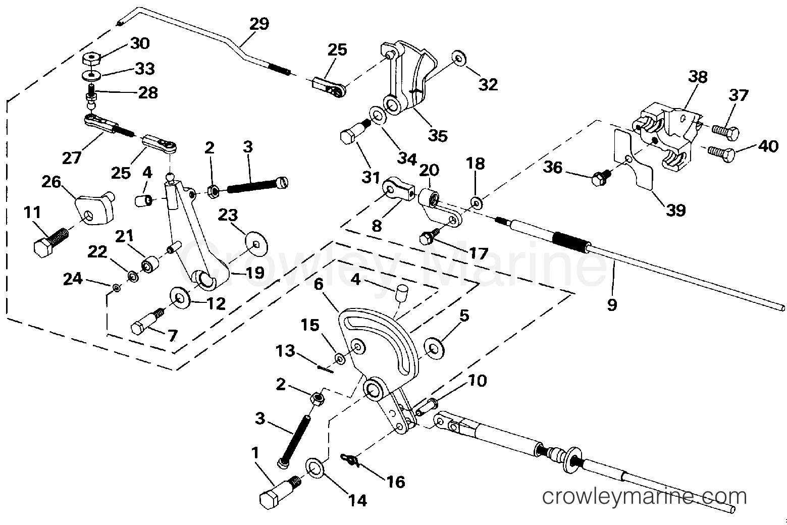SHIFT & THROTTLE LINKAGE 1991 Johnson Outboards 40 TJ40ELEIA
