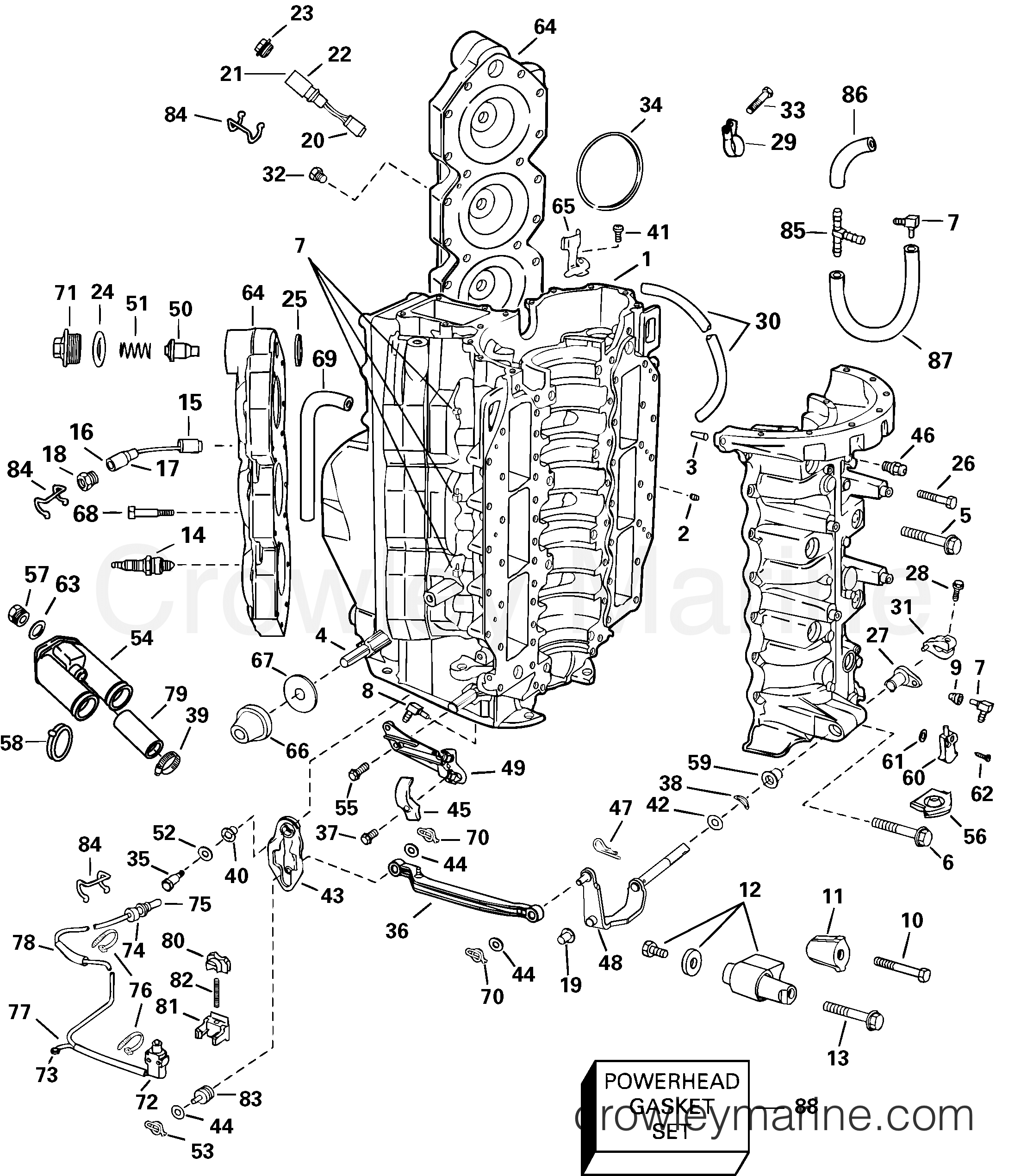 CYLINDER & CRANKCASE - 2004 Johnson Outboards 150 J150PXSRB | Crowley