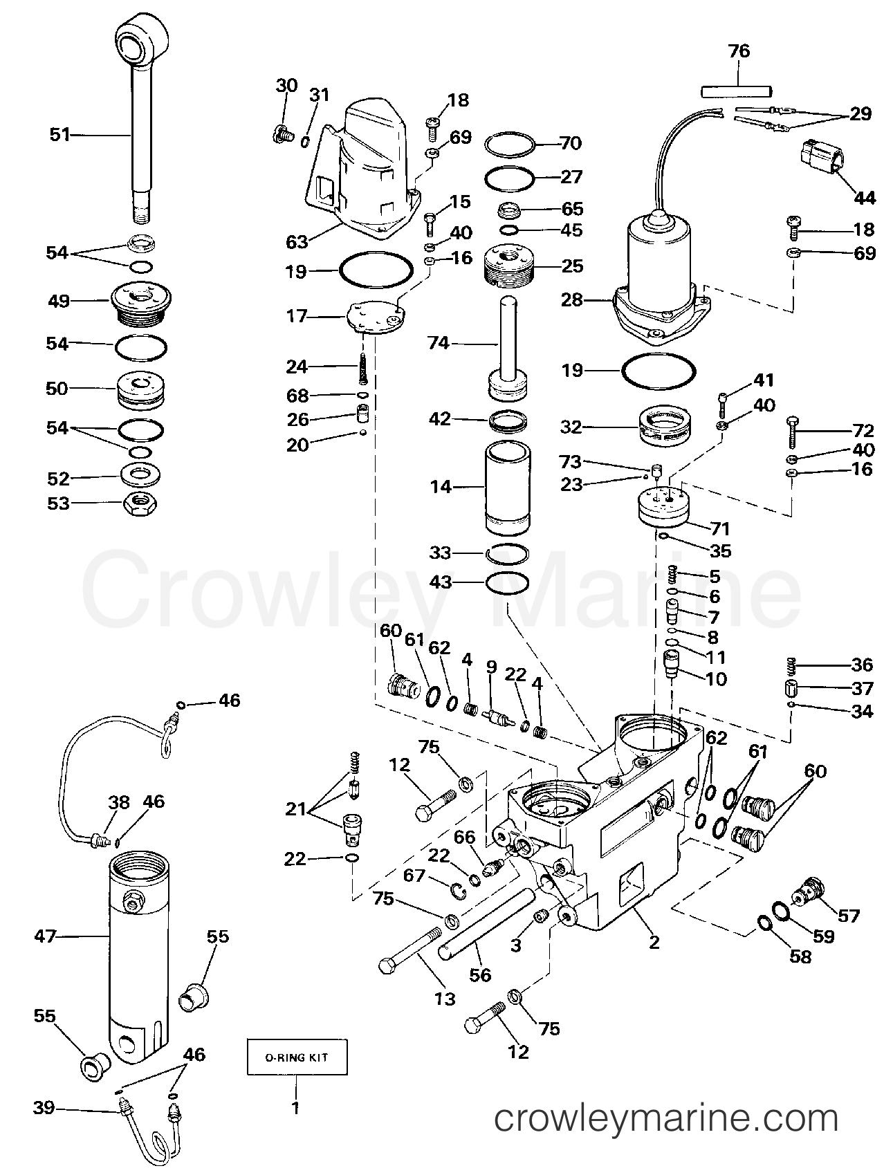 1989 Evinrude Outboards 90 - TE90TLCEM POWER TRIM/TILT HYDRAULIC ASSEMBLY section