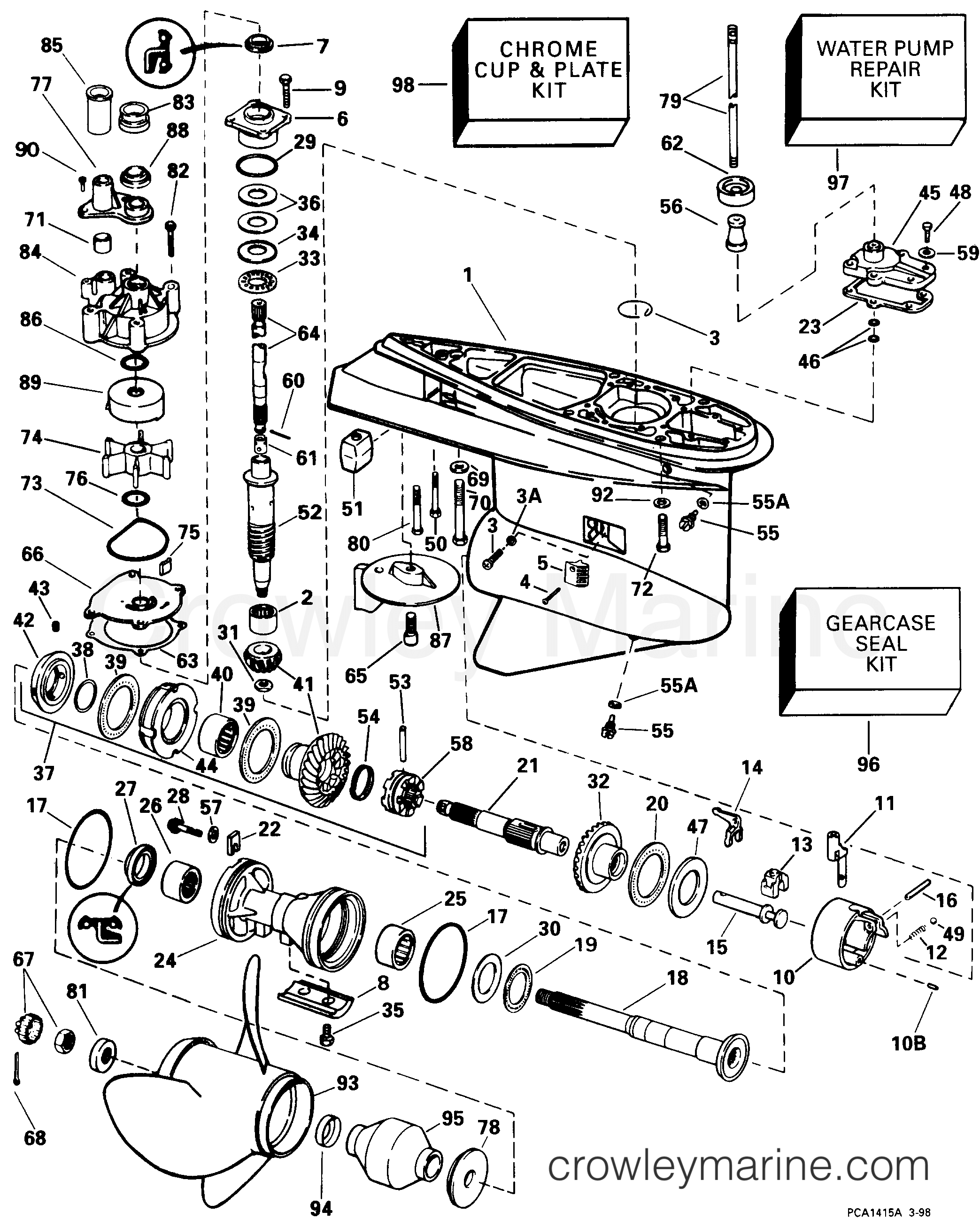 GEARCASE COUNTERROTATION FCX MODELS 1998 Johnson Outboards 150