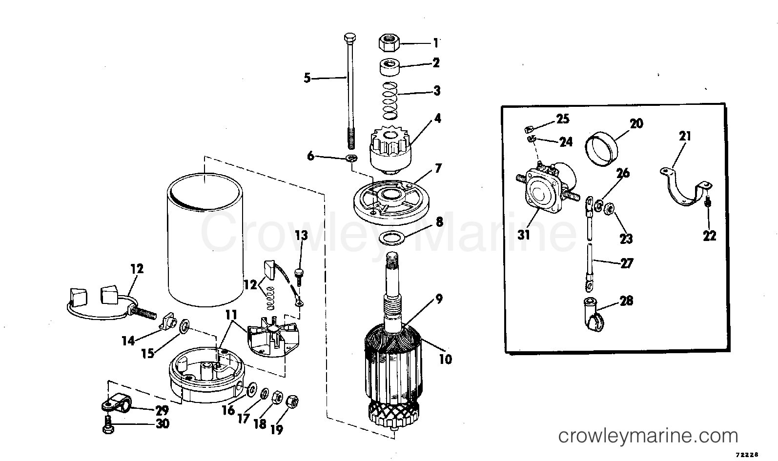 ELECTRIC STARTER & SOLENOID - 1977 Evinrude Outboards 35 35753H