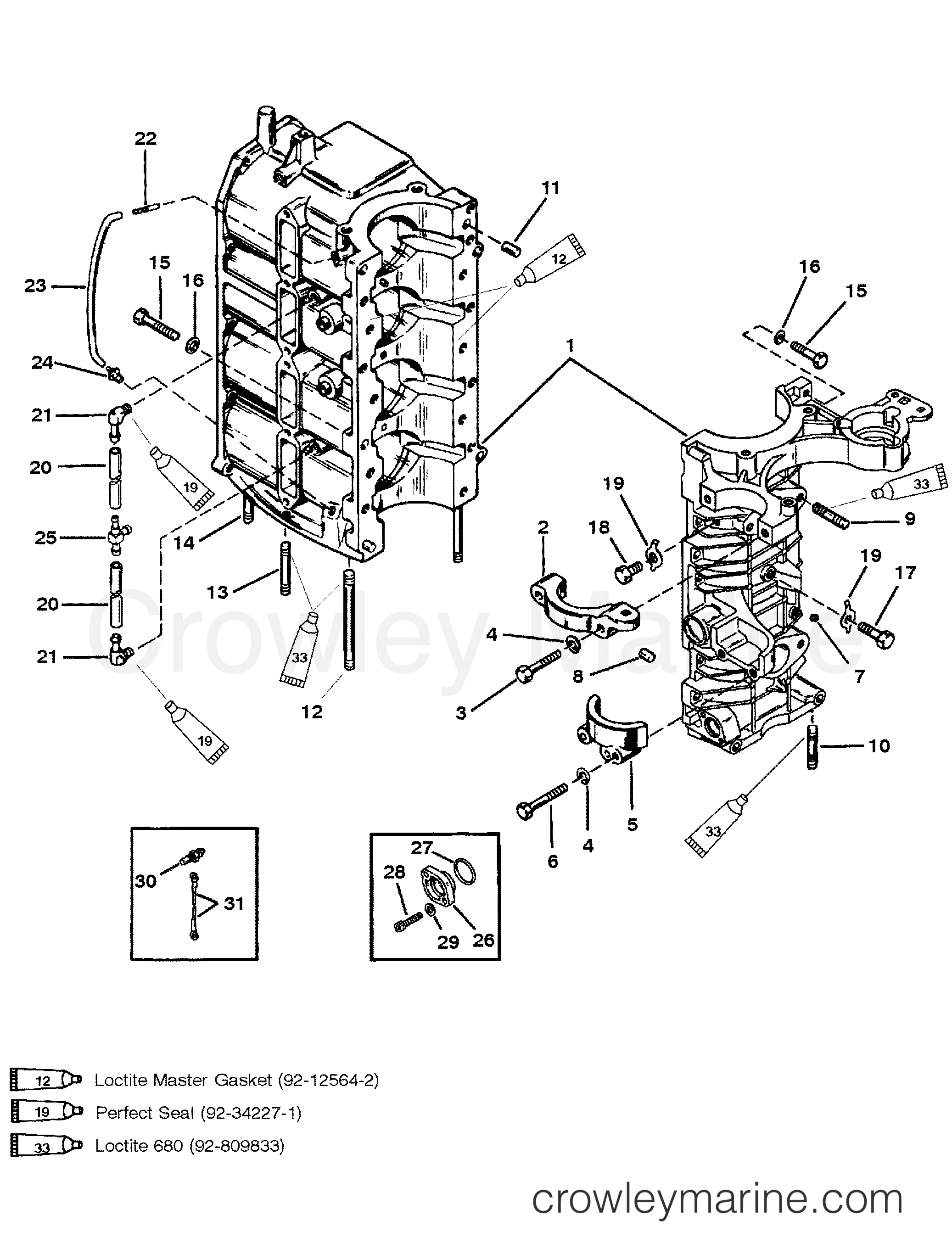 CYLINDER BLOCK AND CRANKCASE ASSEMBLY