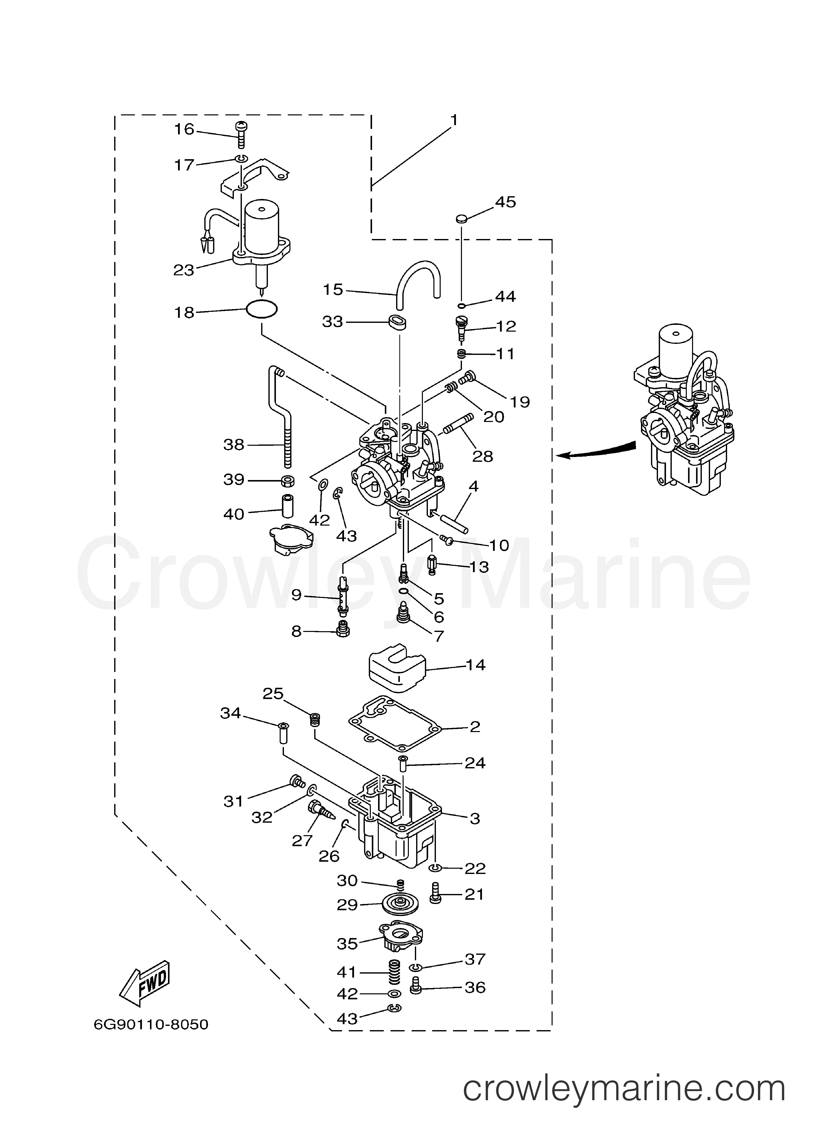 CARBURETOR 1999 Yamaha Outboard 9.9hp T9.9EXHX Crowley Marine