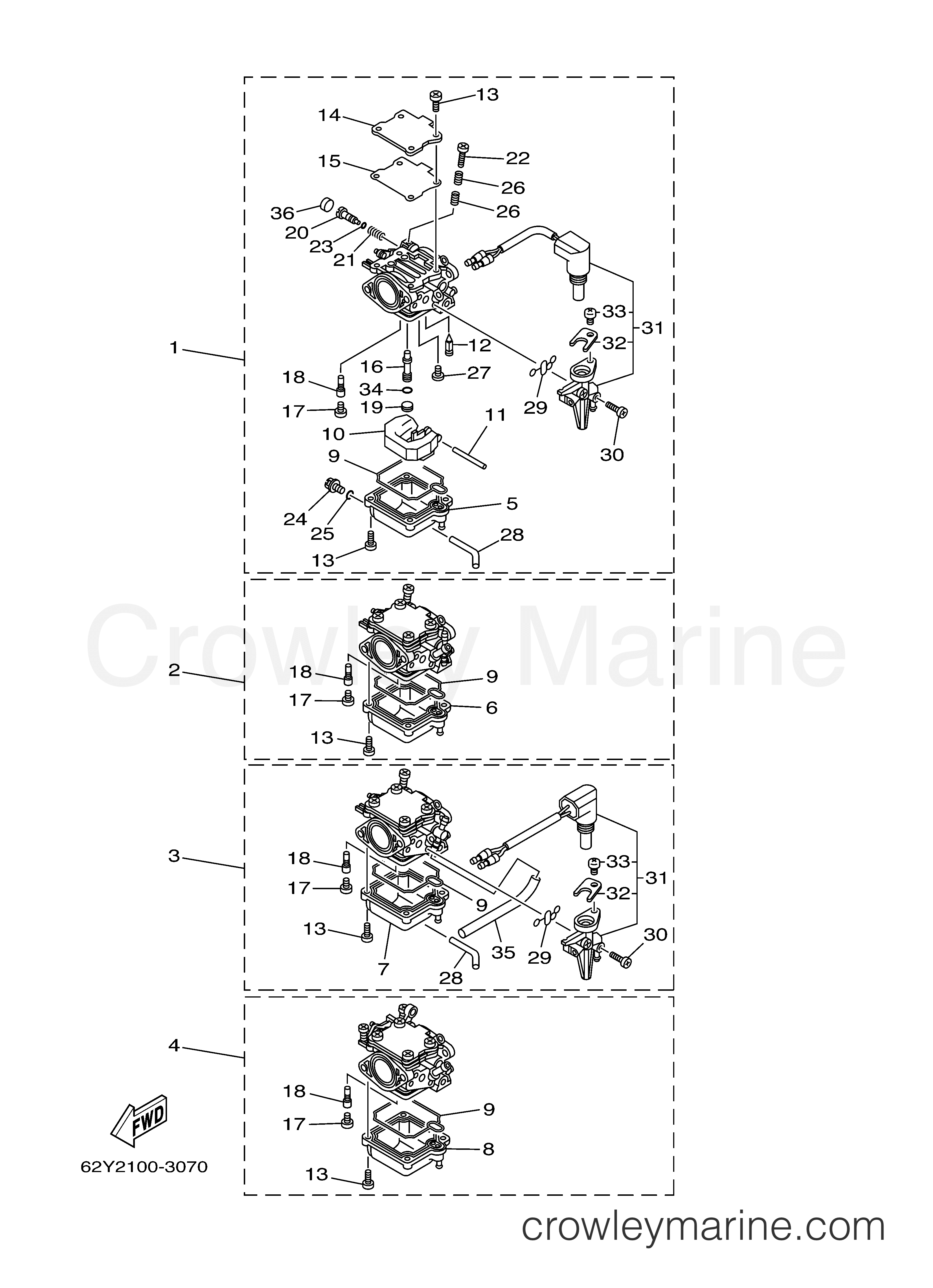CARBURETOR 2004 Yamaha Outboard 50hp F50TLRC Crowley Marine