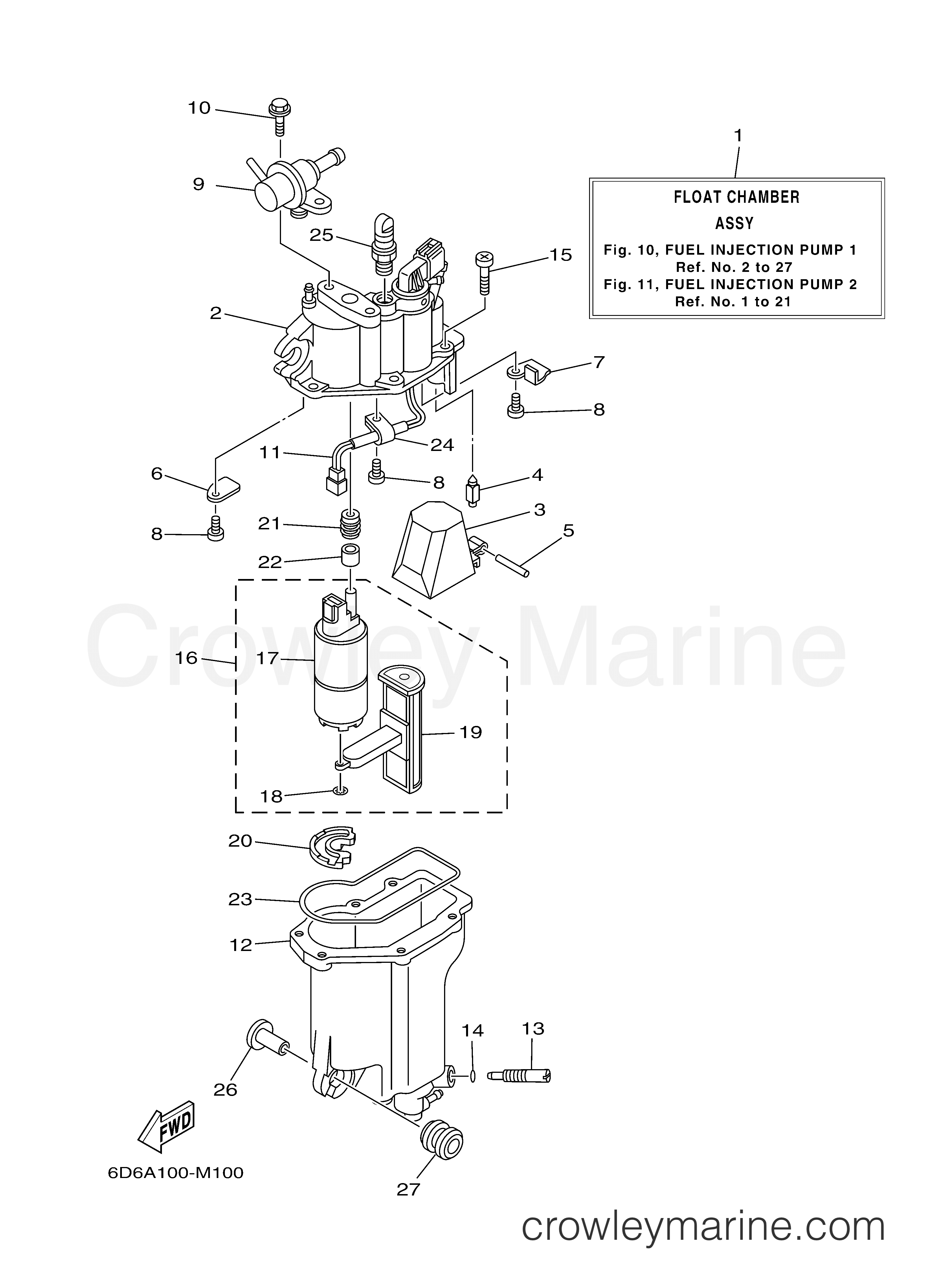 FUEL INJECTION PUMP 1 2013 Yamaha Outboard 90hp F90LA Crowley Marine