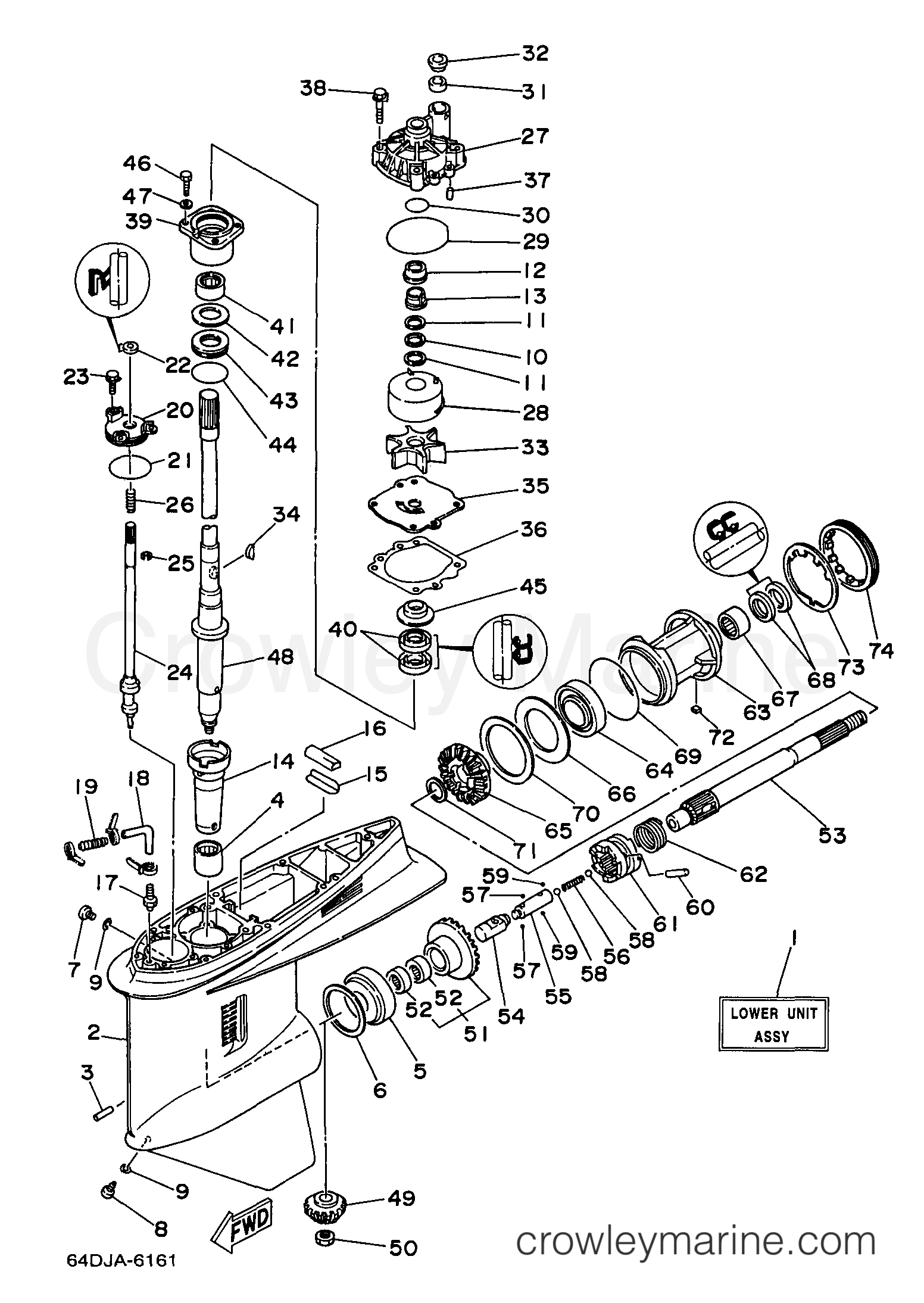 LOWER CASING DRIVE 1 150 175 200 1998 Yamaha Outboard 200hp S200TXRW