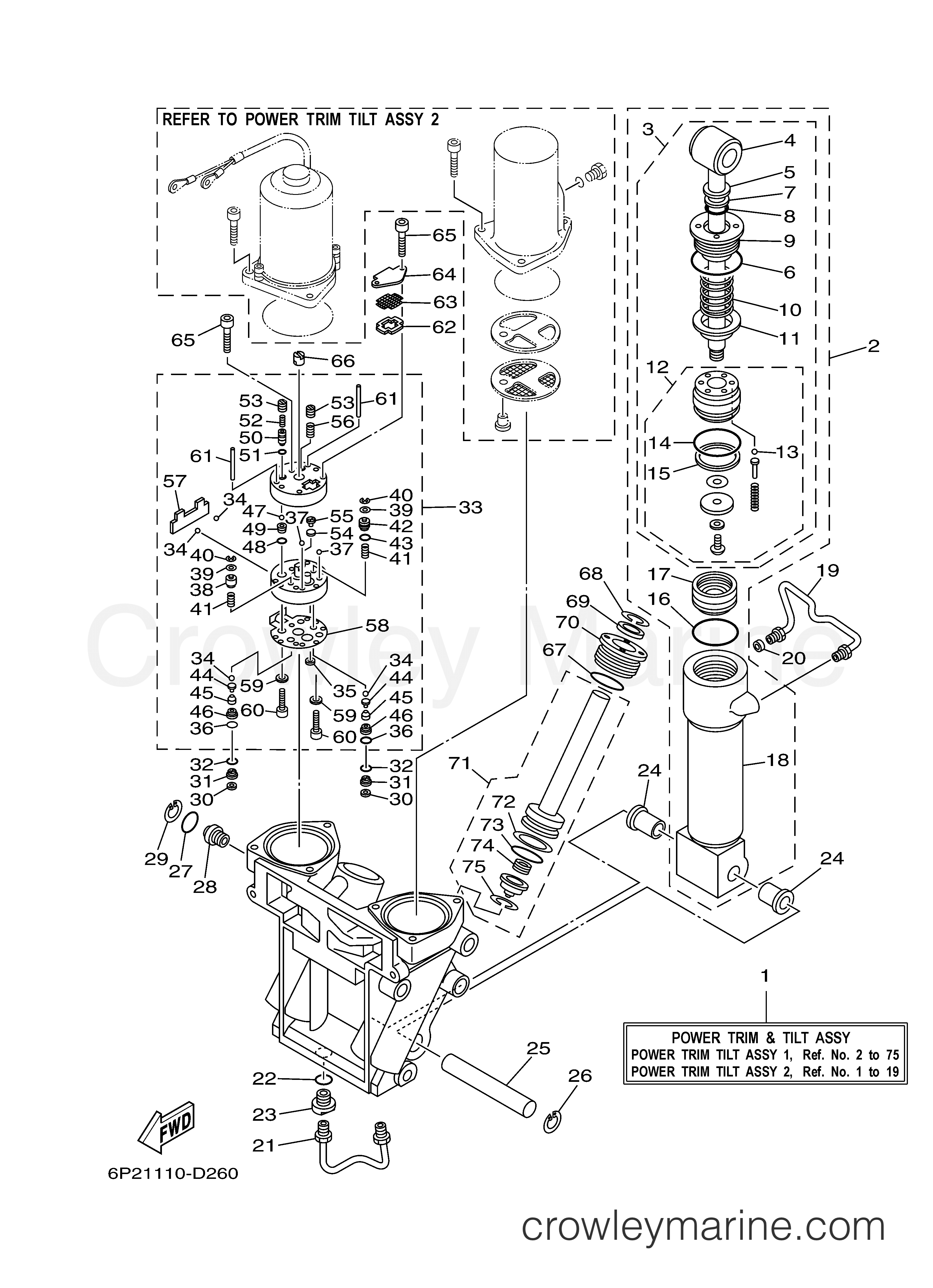 POWER TRIM TILT ASSY 1 - 2008 Yamaha Outboard 250hp F250TXR | Crowley