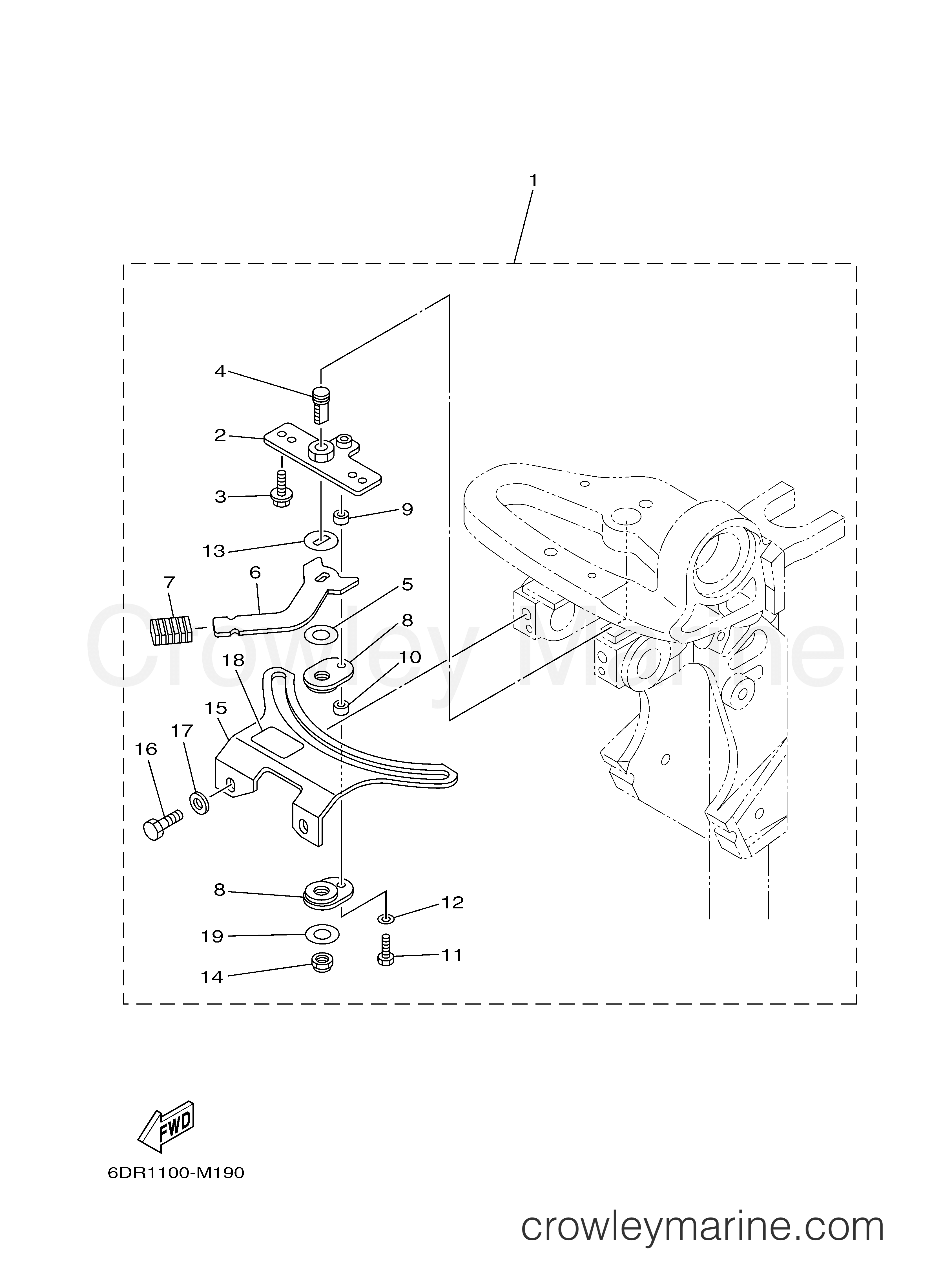 STEERING FRICTION 2014 Yamaha Outboard 9.9hp F9.9LMHB Crowley Marine