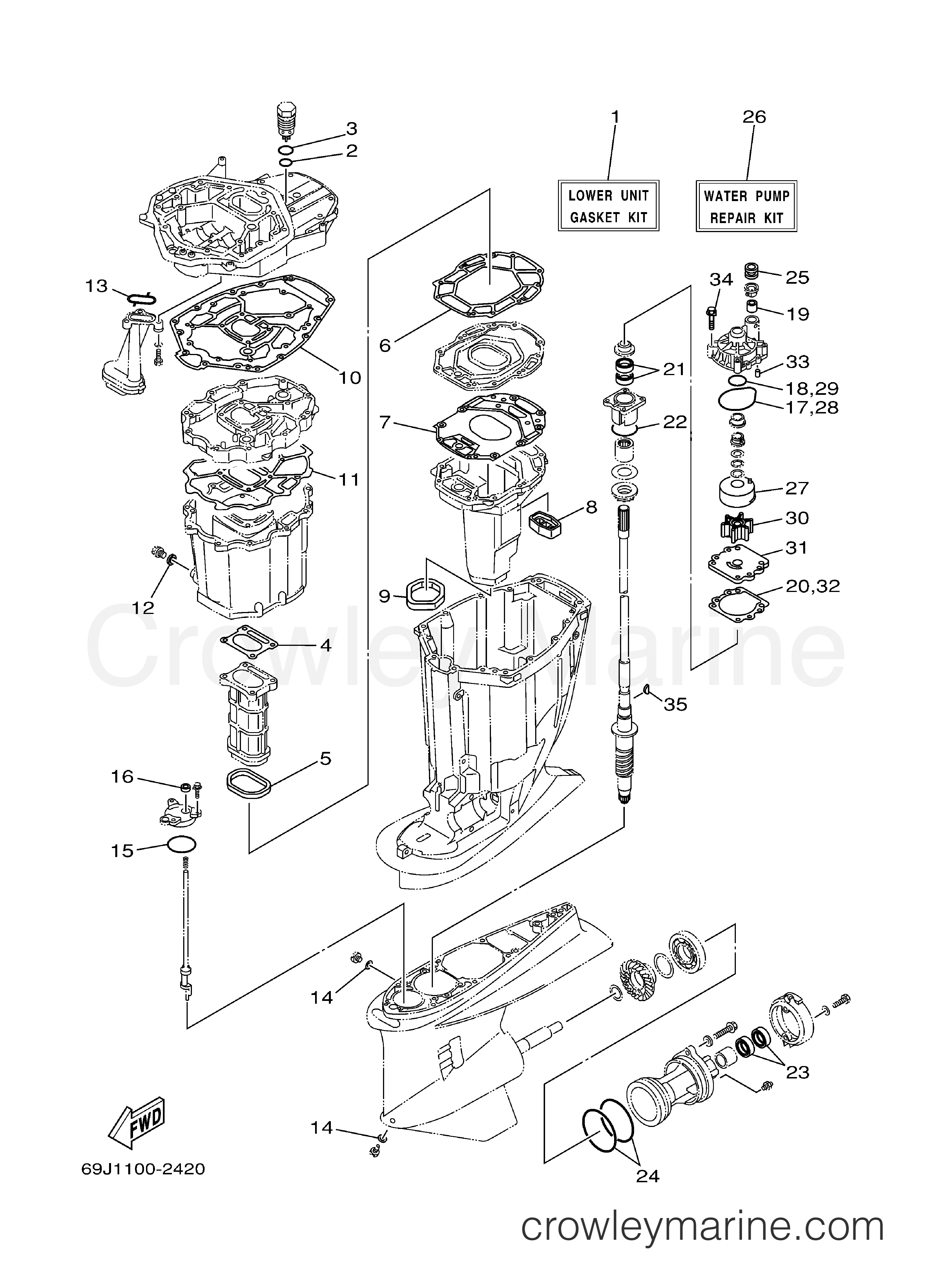 REPAIR KIT 2 2003 Yamaha Outboard 225hp F225TURB Crowley Marine