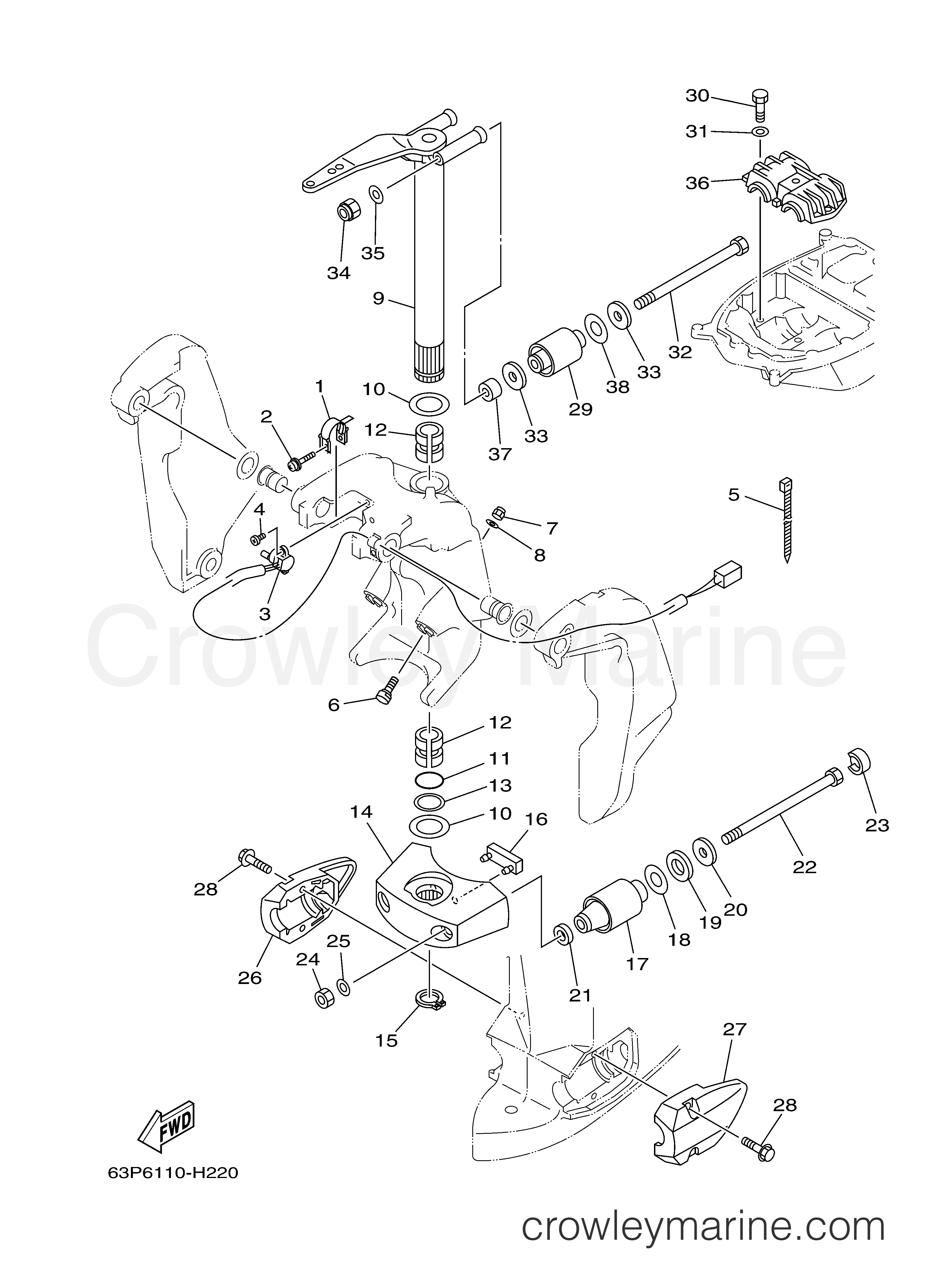 BRACKET 2 - 2011 Yamaha Outboard 150hp F150TXR | Crowley Marine