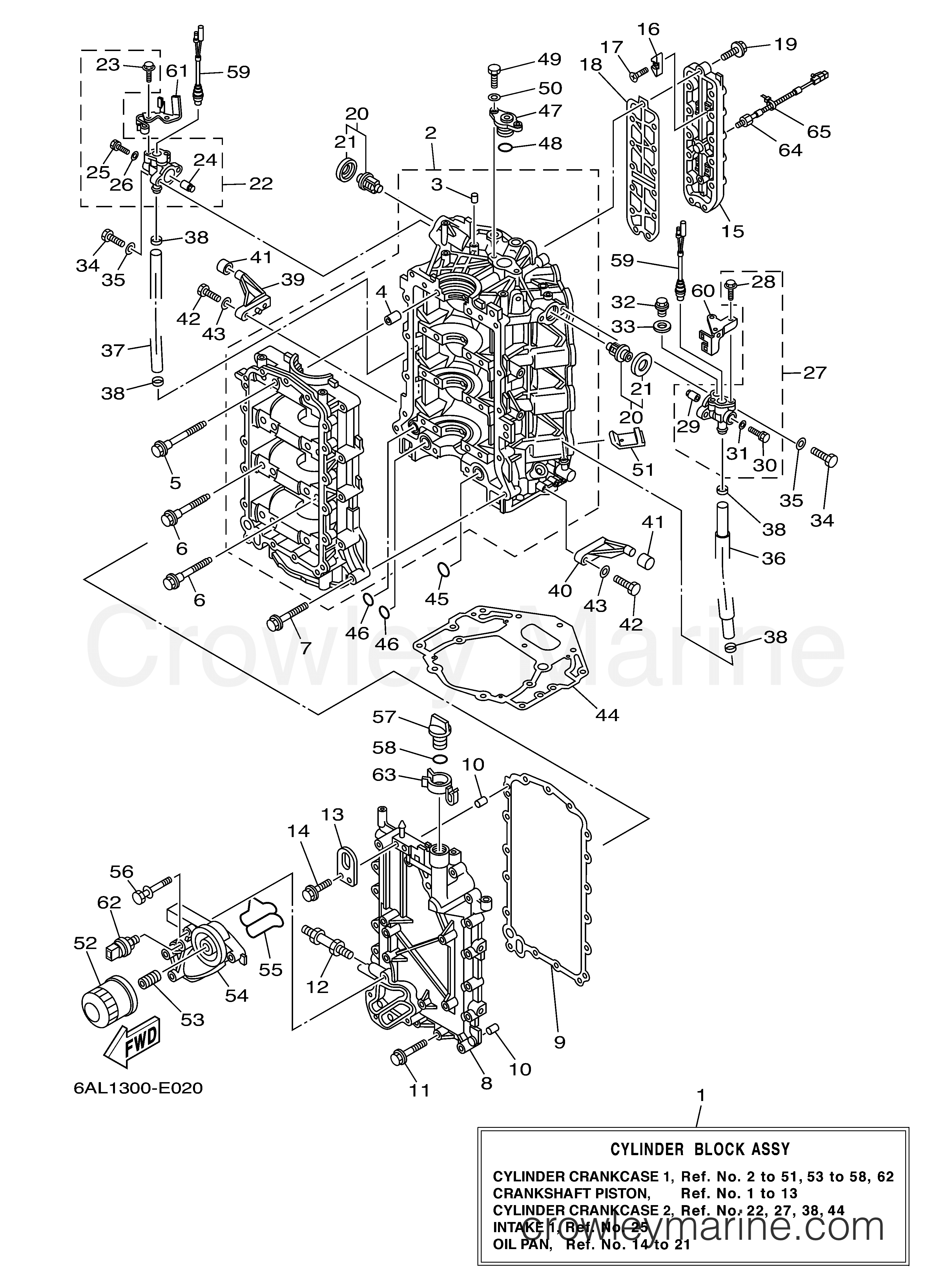 CYLINDER CRANKCASE 1 - 2006 Yamaha Outboard 250hp F250TXR | Crowley Marine