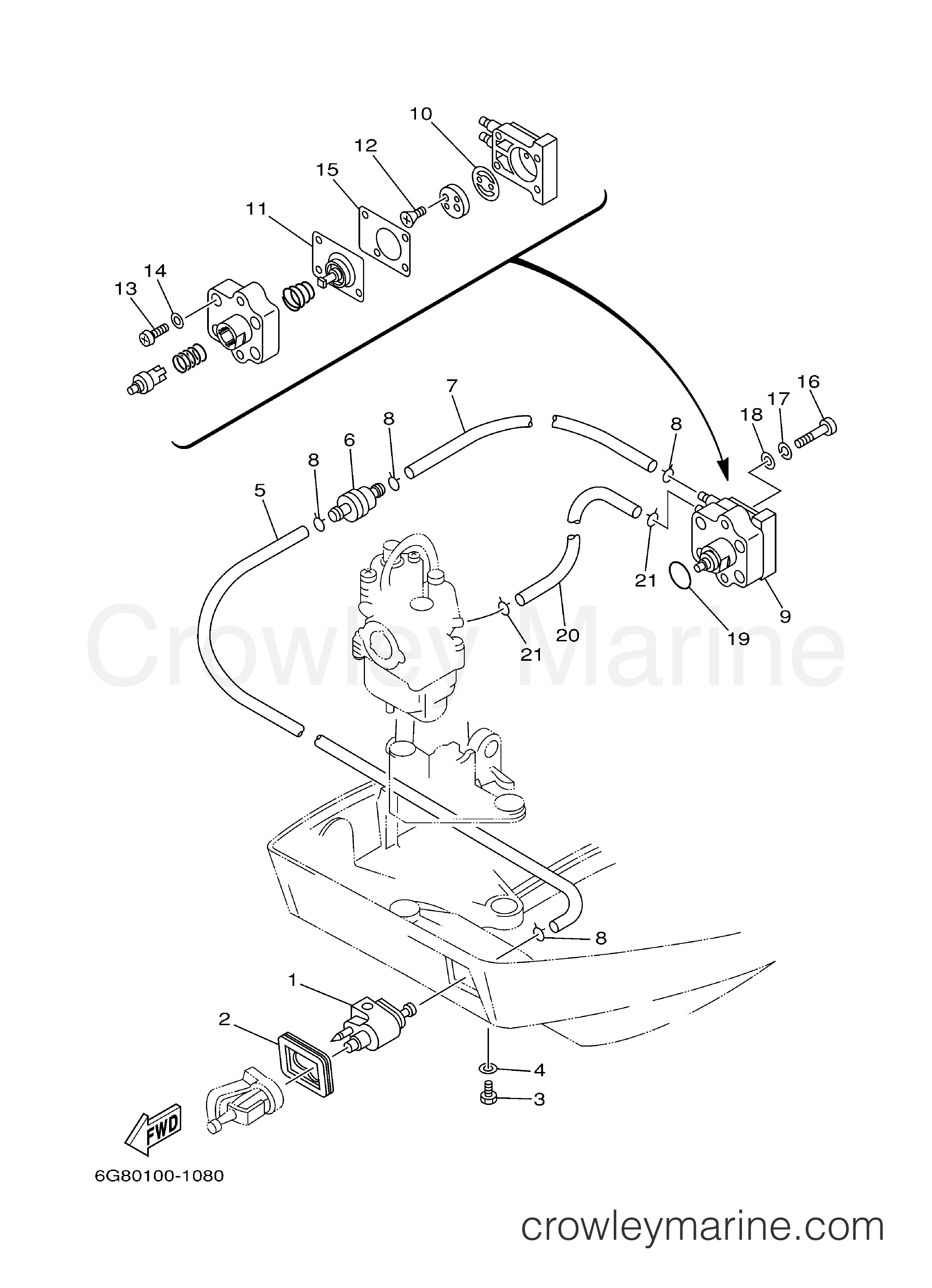 FUEL 2001 Yamaha Outboard 9.9hp T9.9ELRZ Crowley Marine