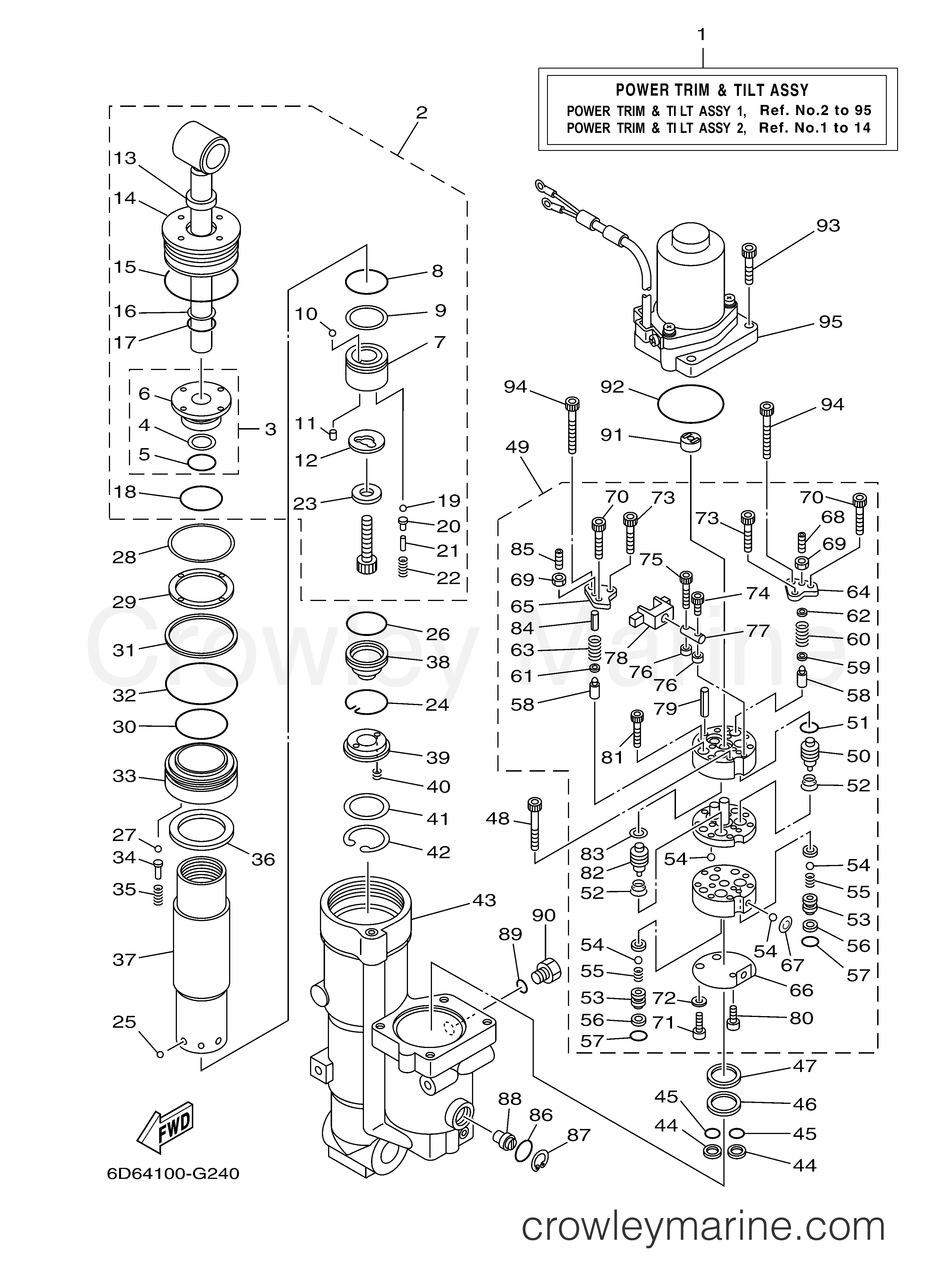 ... parts Array - power trim tilt assy 1 2007 yamaha outboard 90hp f90tlr crowley rh crowleymarine com
