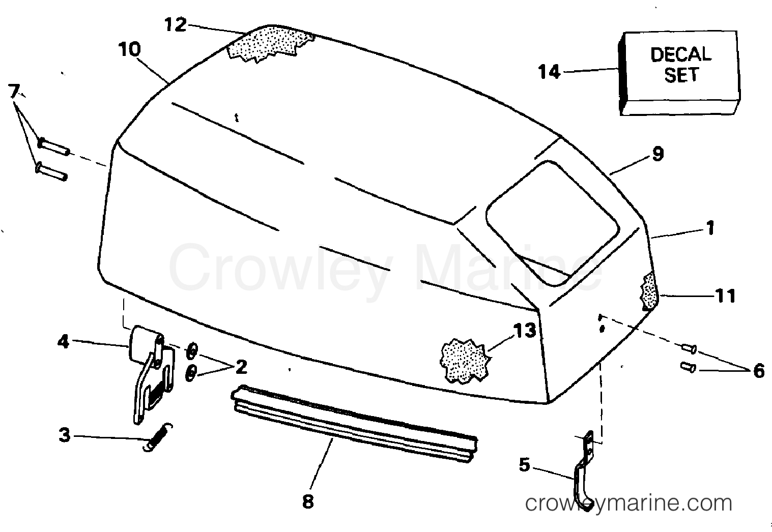 1994 Outboard 9.9 - J10RERB - ENGINE COVER - JOHNSON