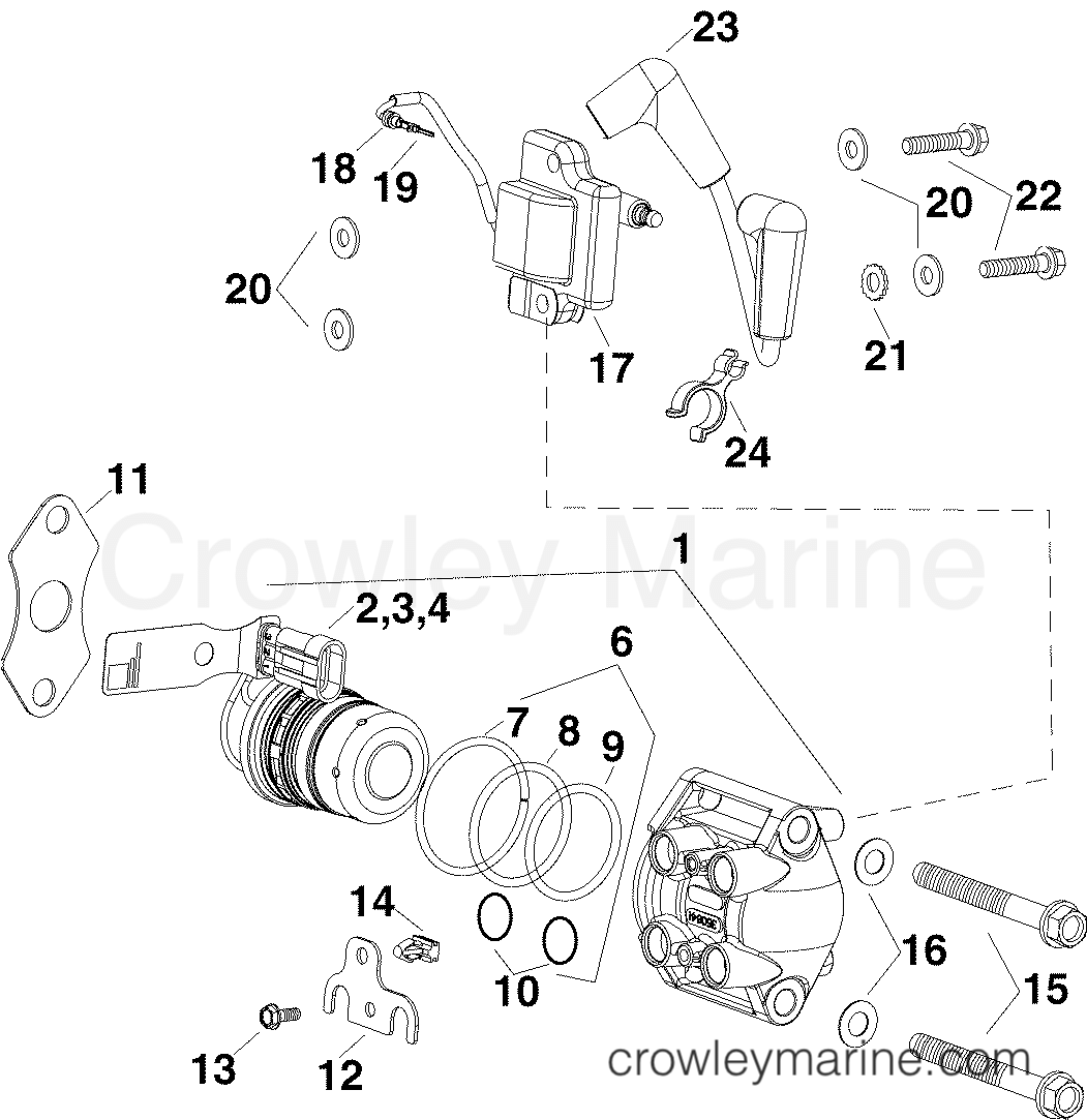 2004 Outboard 90 - E90DPXSRC - FUEL INJECTOR & IGNITION COIL
