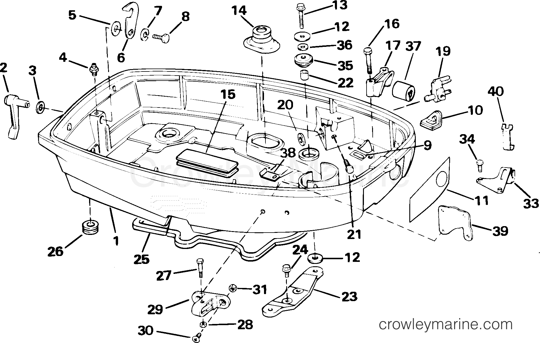 2002 Outboard 30 - J30ELSNF - LOWER ENGINE COVER
