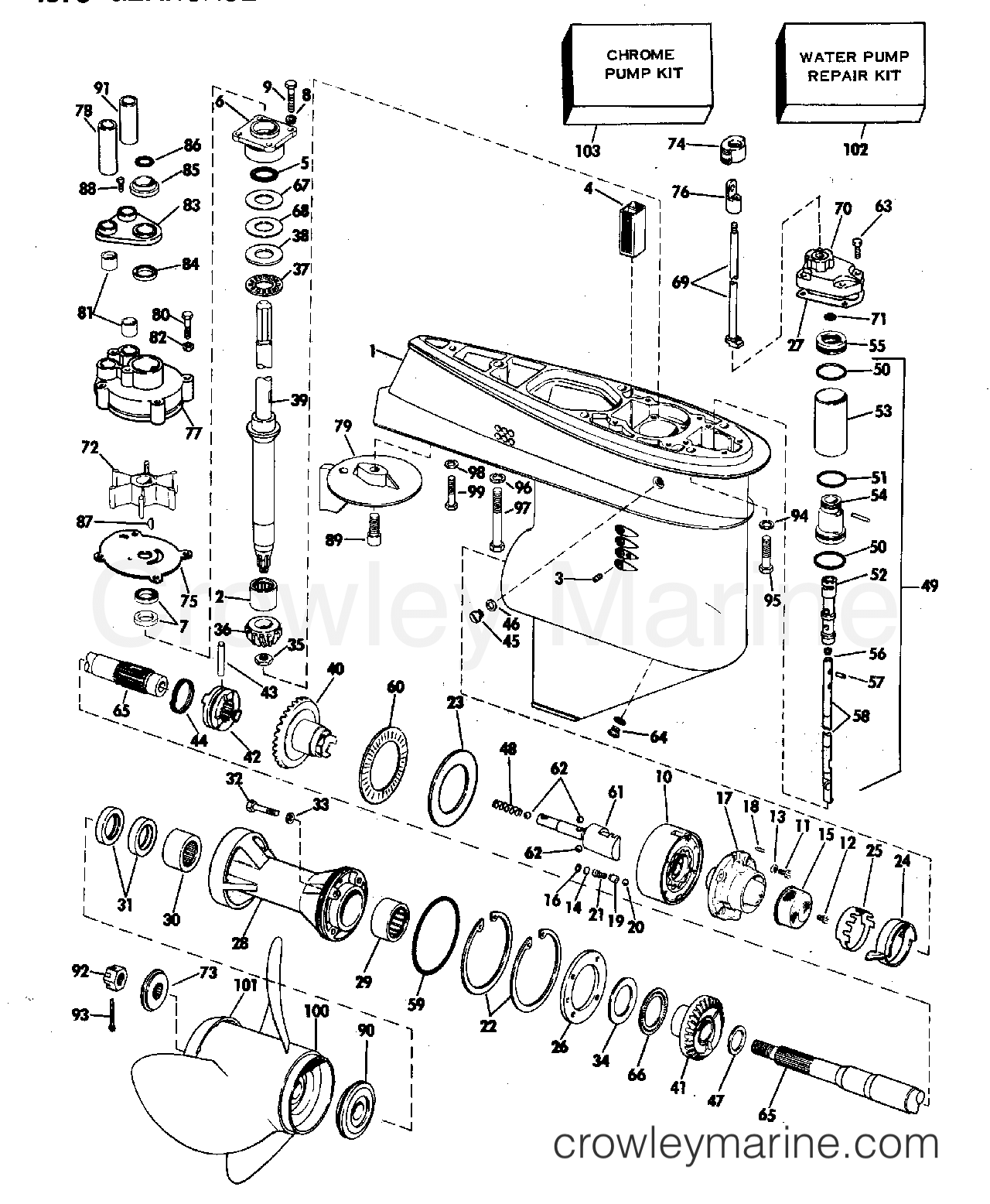 1975 Outboard 85 - 85593E - GEARCASE