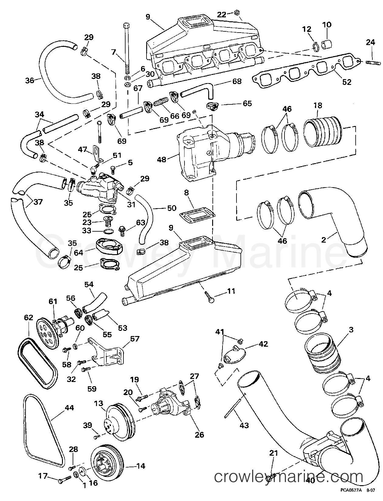 1998 OMC Stern Drive 7.4 - 74FHPBYC EXHAUST & COOLING section