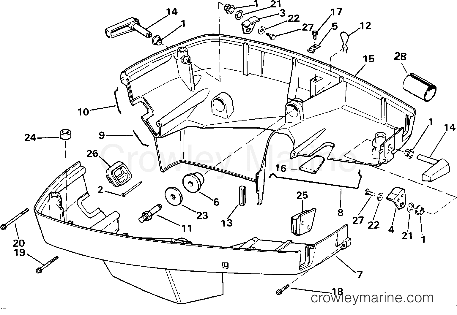 1991 Outboard 140 - J140TLEID - LOWER ENGINE COVER