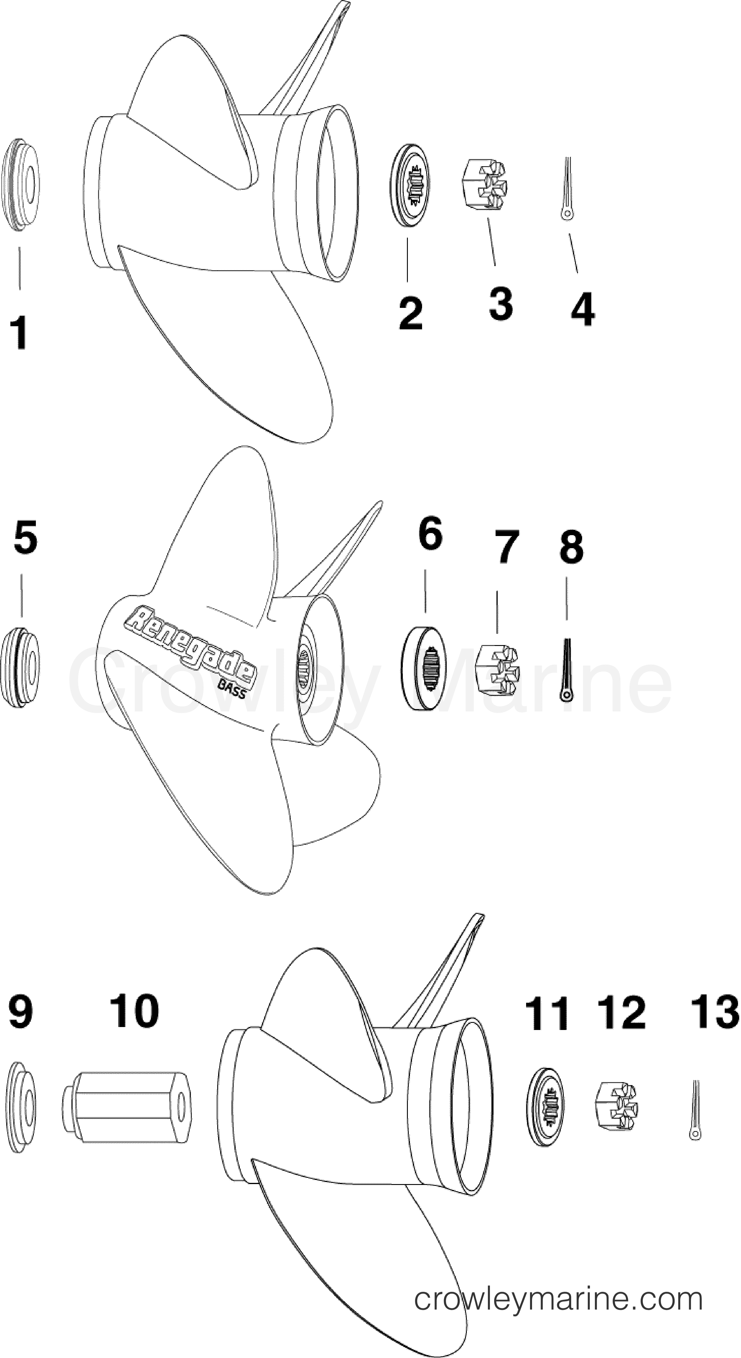 2012 Outboard 75 - E75DSLINM - PROPELLER HARDWARE, S-TYPE G/C