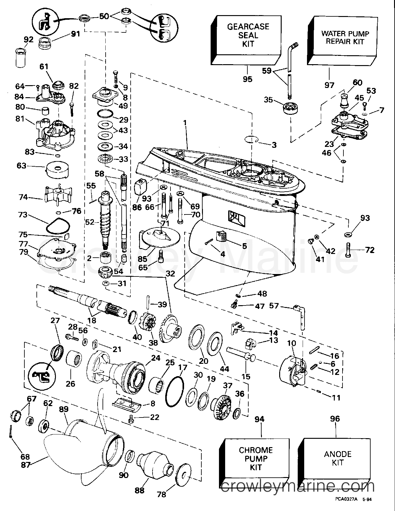 1995 Outboard 125 - J125WTPLE - GEARCASE