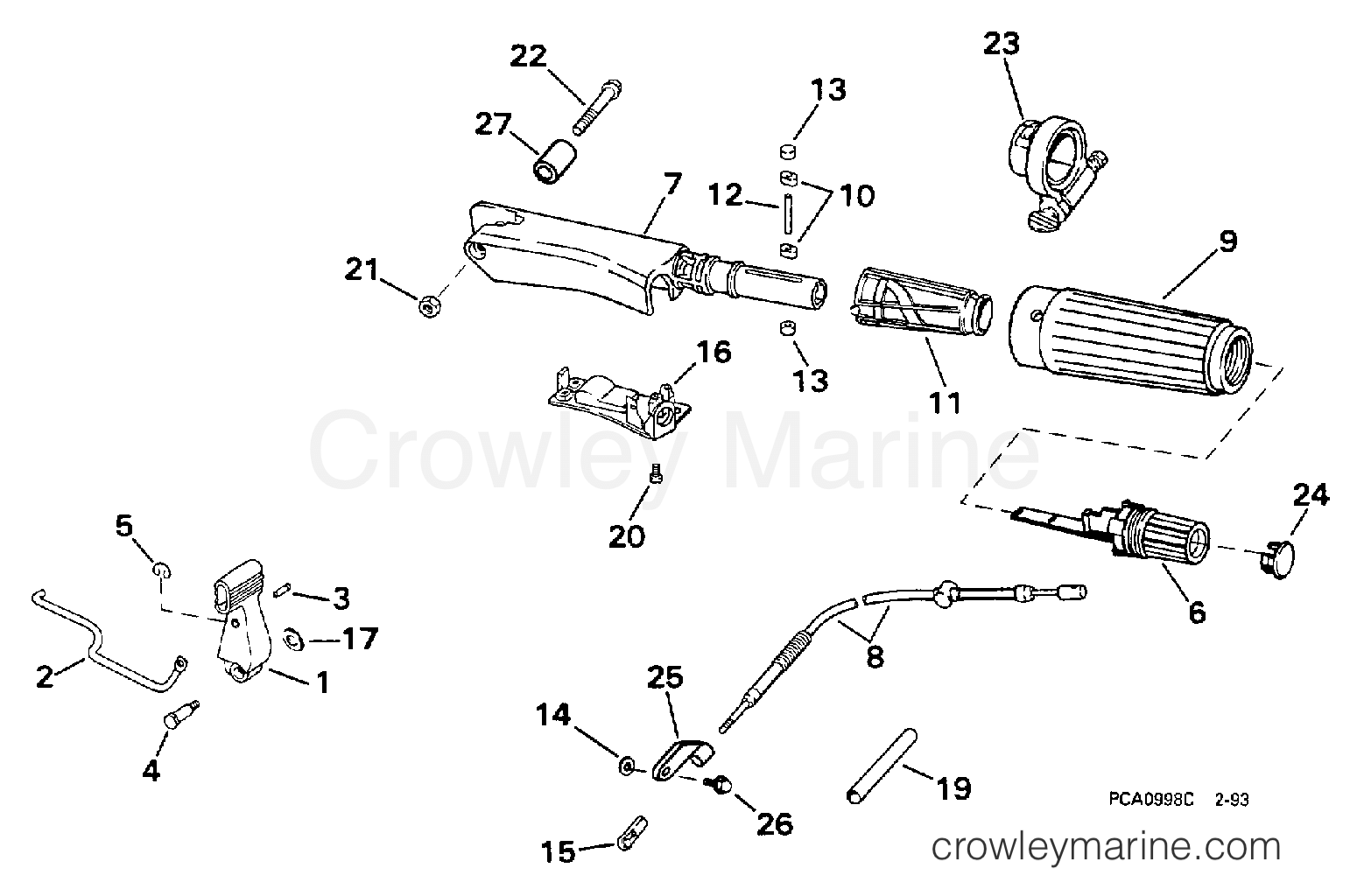1998 Outboard 15 - HJ15KCO - STEERING & SHIFT HANDLE