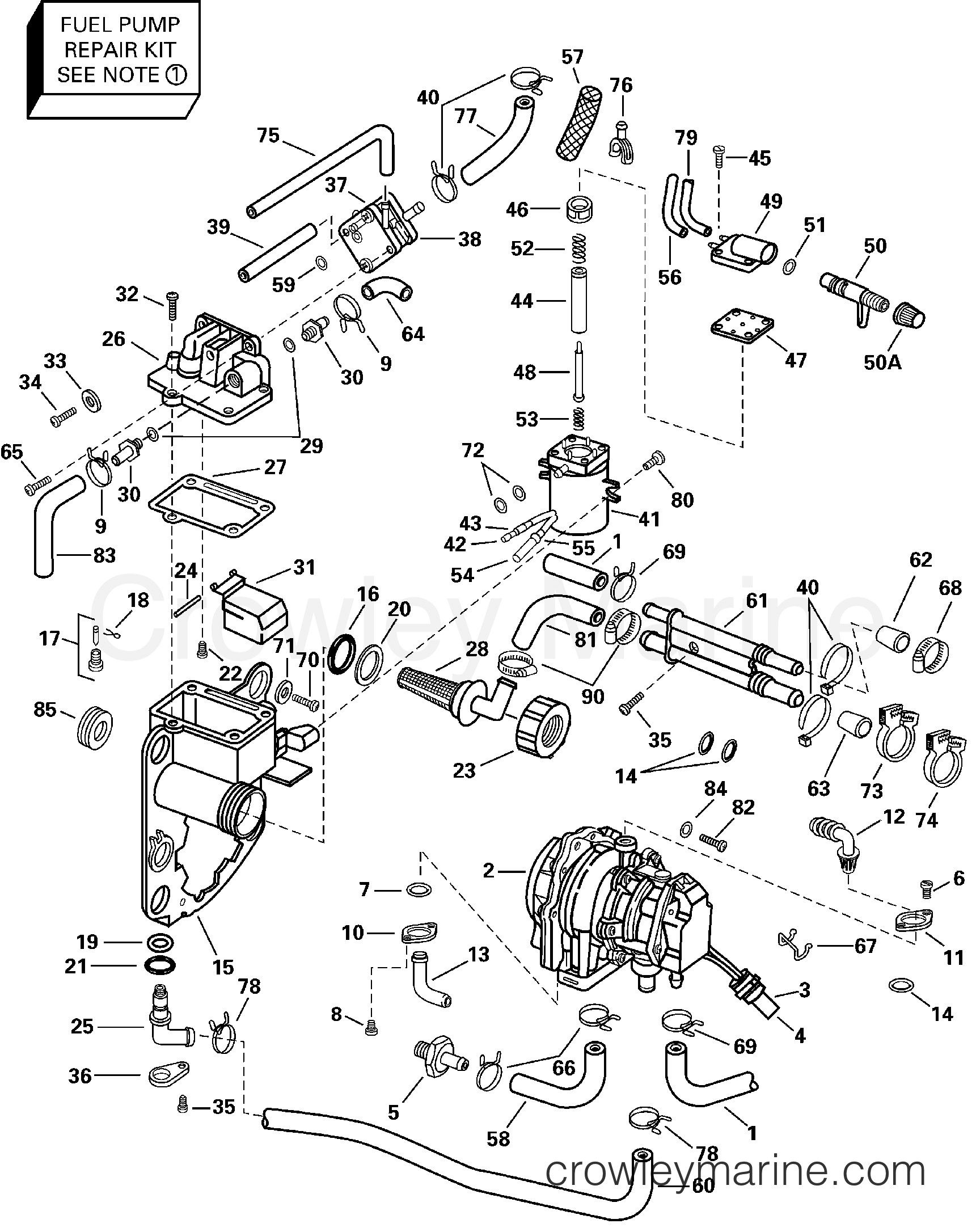 2000 Outboard 100 - J100WPLSSR - FUEL BRACKET & COMPONENTS