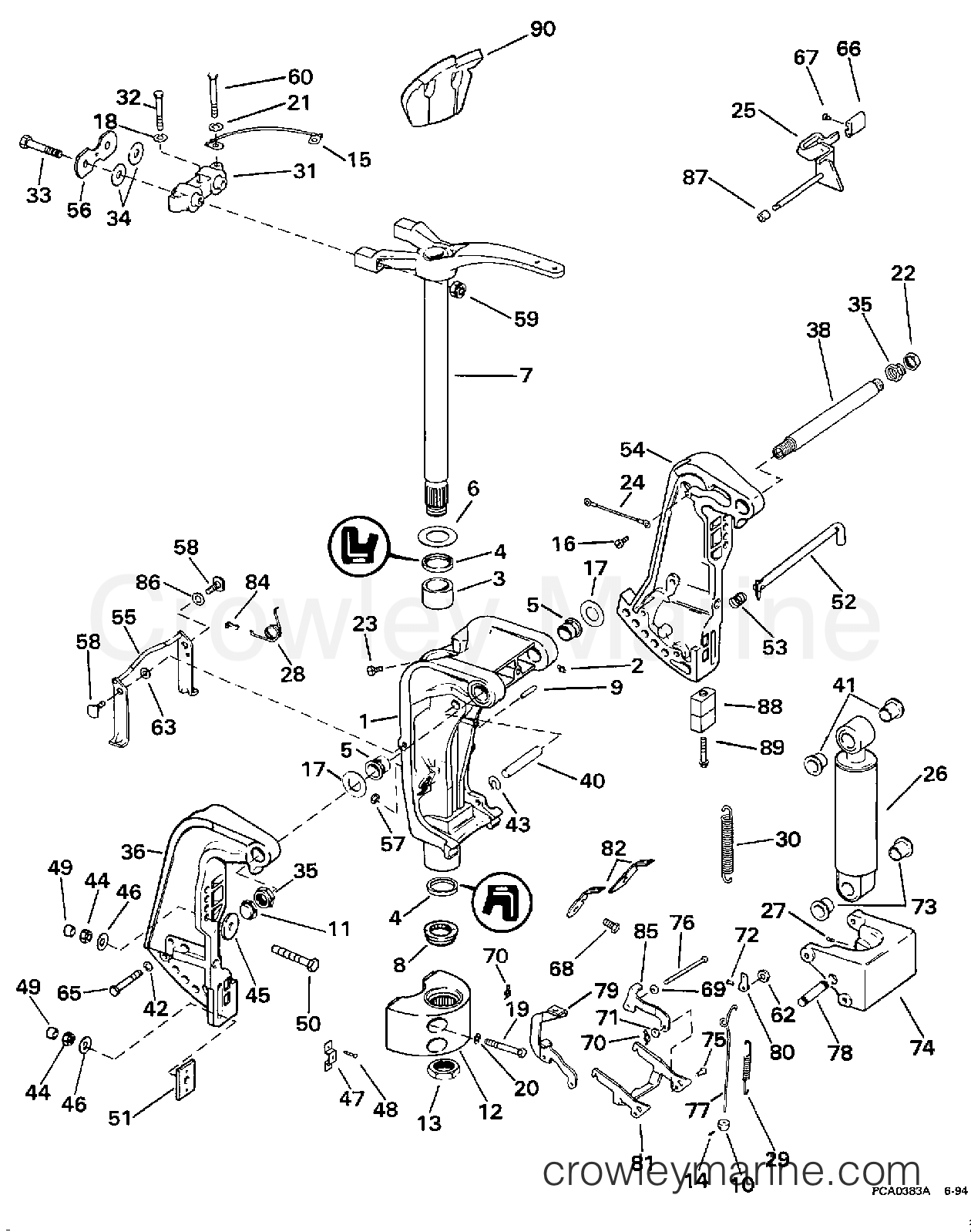 1997 Outboard 50 - BJ50DTLEUR - MIDSECTION - MANUAL TILT