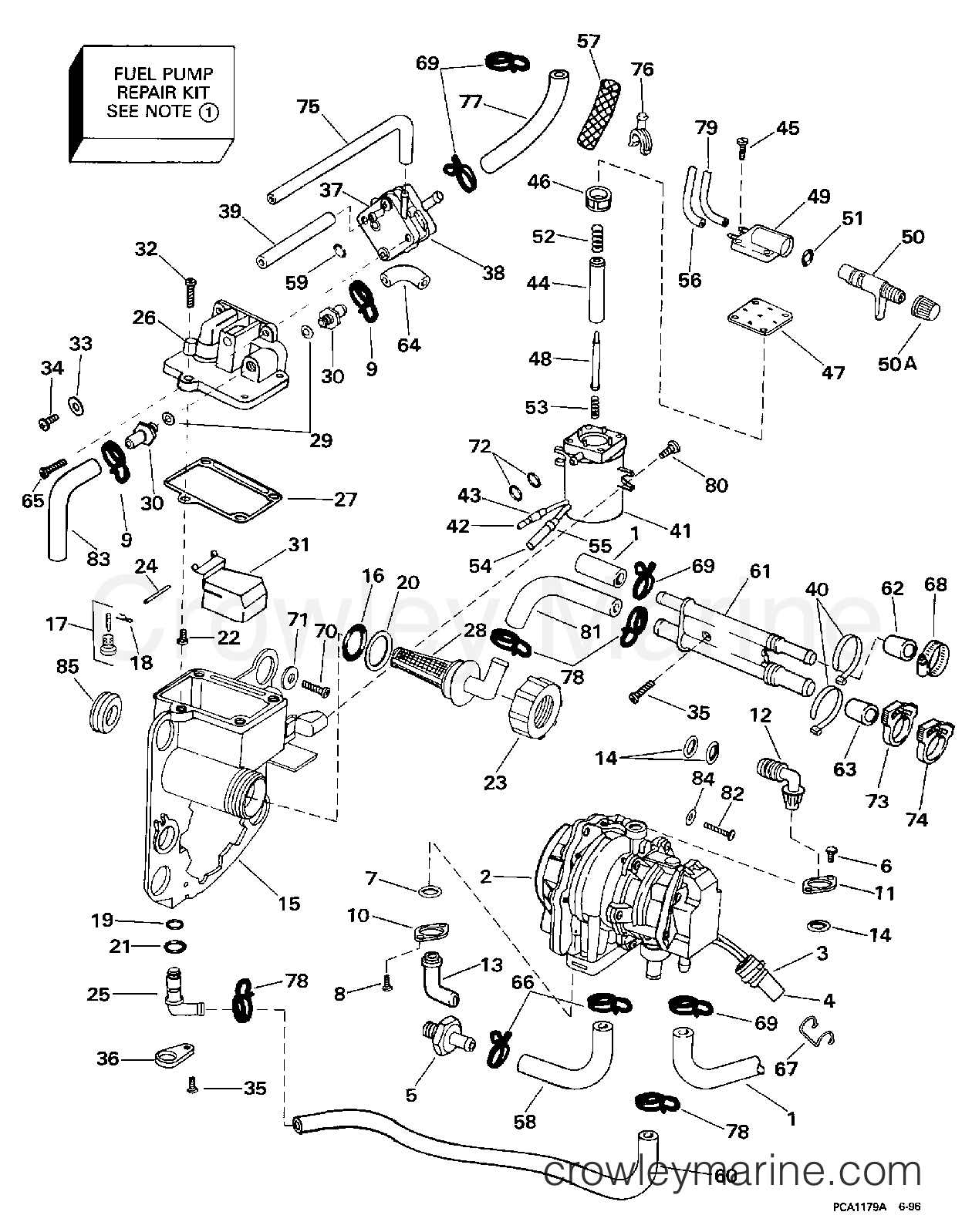 1997 Outboard 90 - J90ELEUC - FUEL BRACKET & COMPONENTS