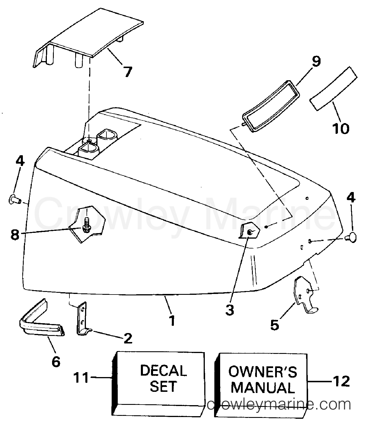 1990 Outboard 8 - TE8RLESCF - ENGINE COVER - JOHNSON