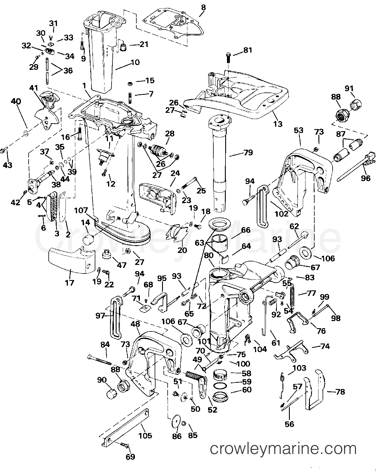 1992 Outboard 25 - J25RLEND - MIDSECTION - 30 & 35 MODELS ONLY