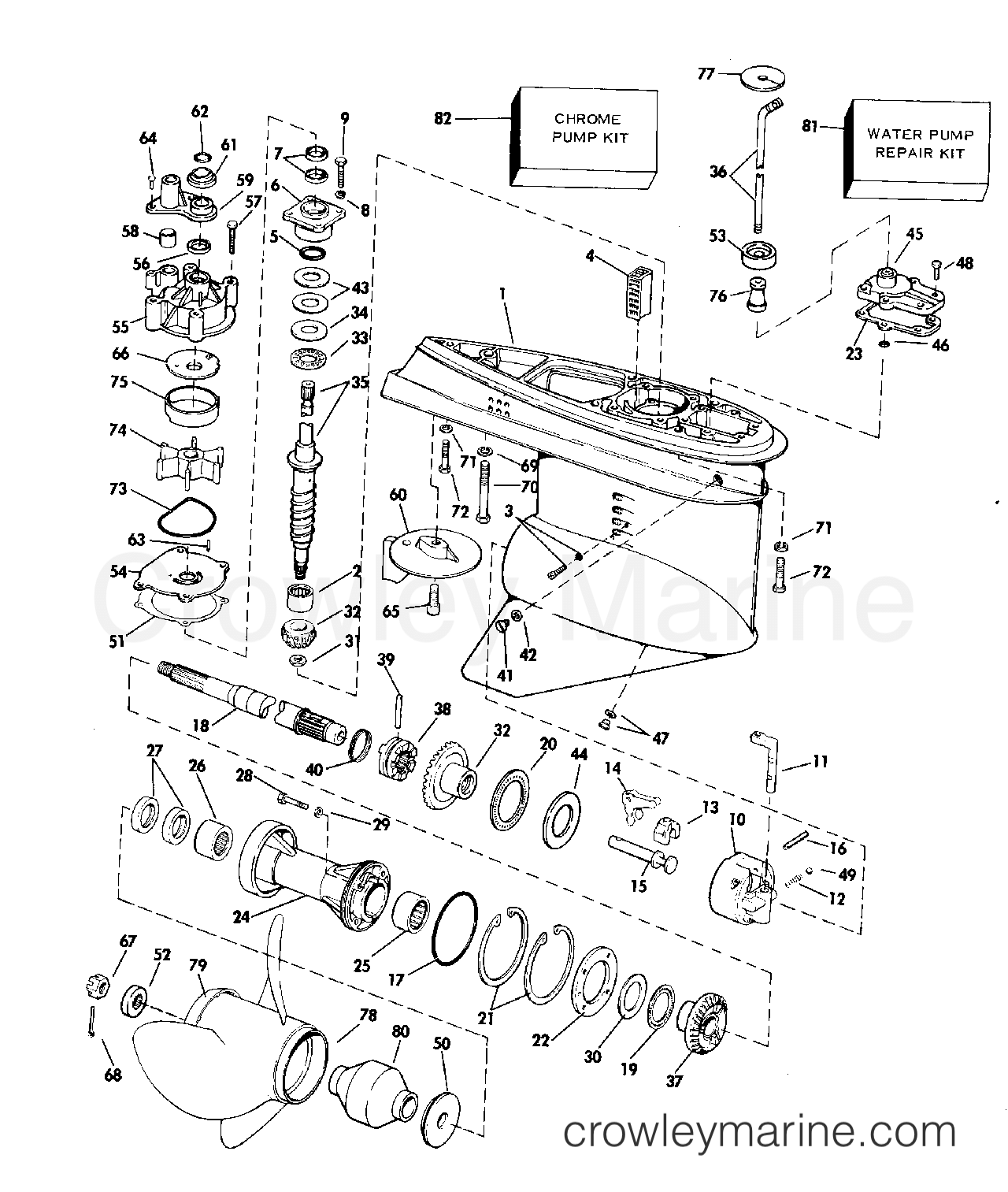 1980 Outboard 200 - E200TRLCSF - GEARCASE
