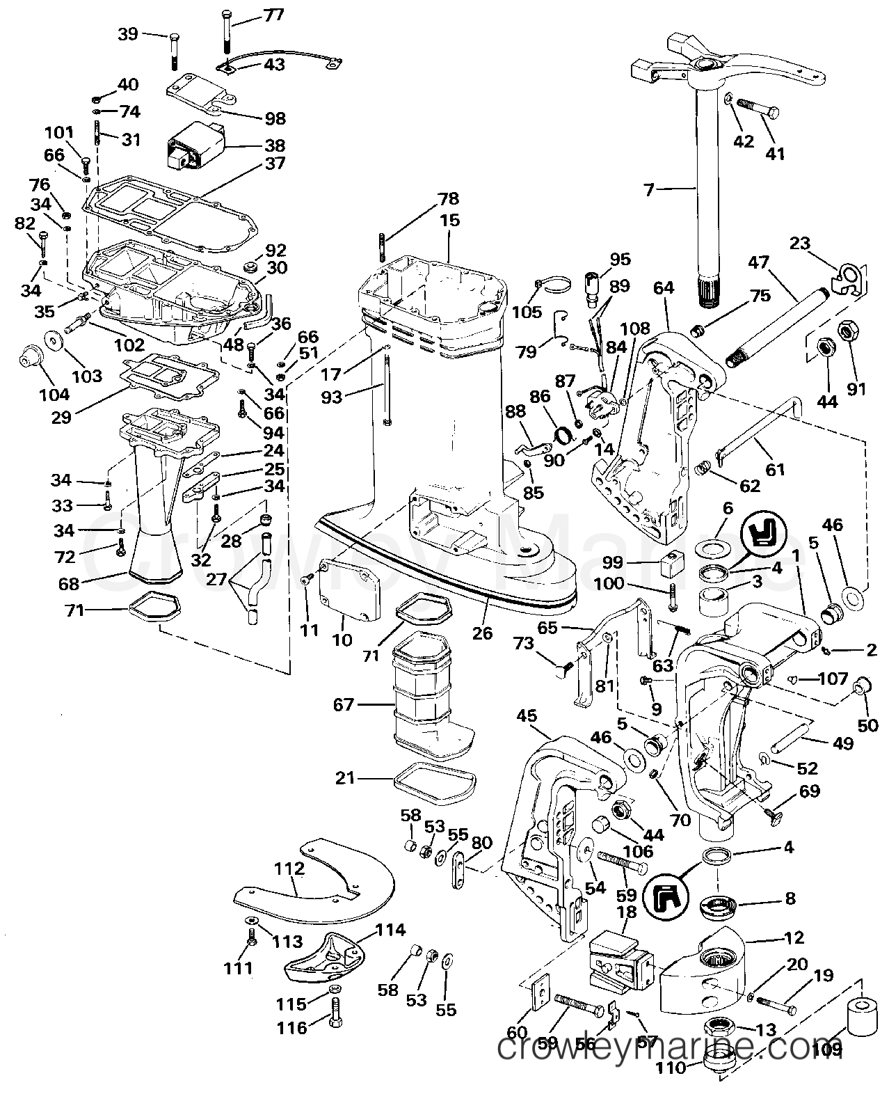 1989 Outboard 120 - J120TXCEM - MIDSECTION