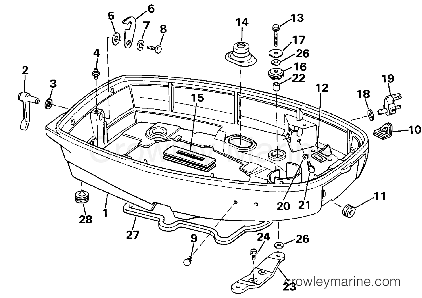 1990 Outboard 35 - J35RLESS - LOWER ENGINE COVER