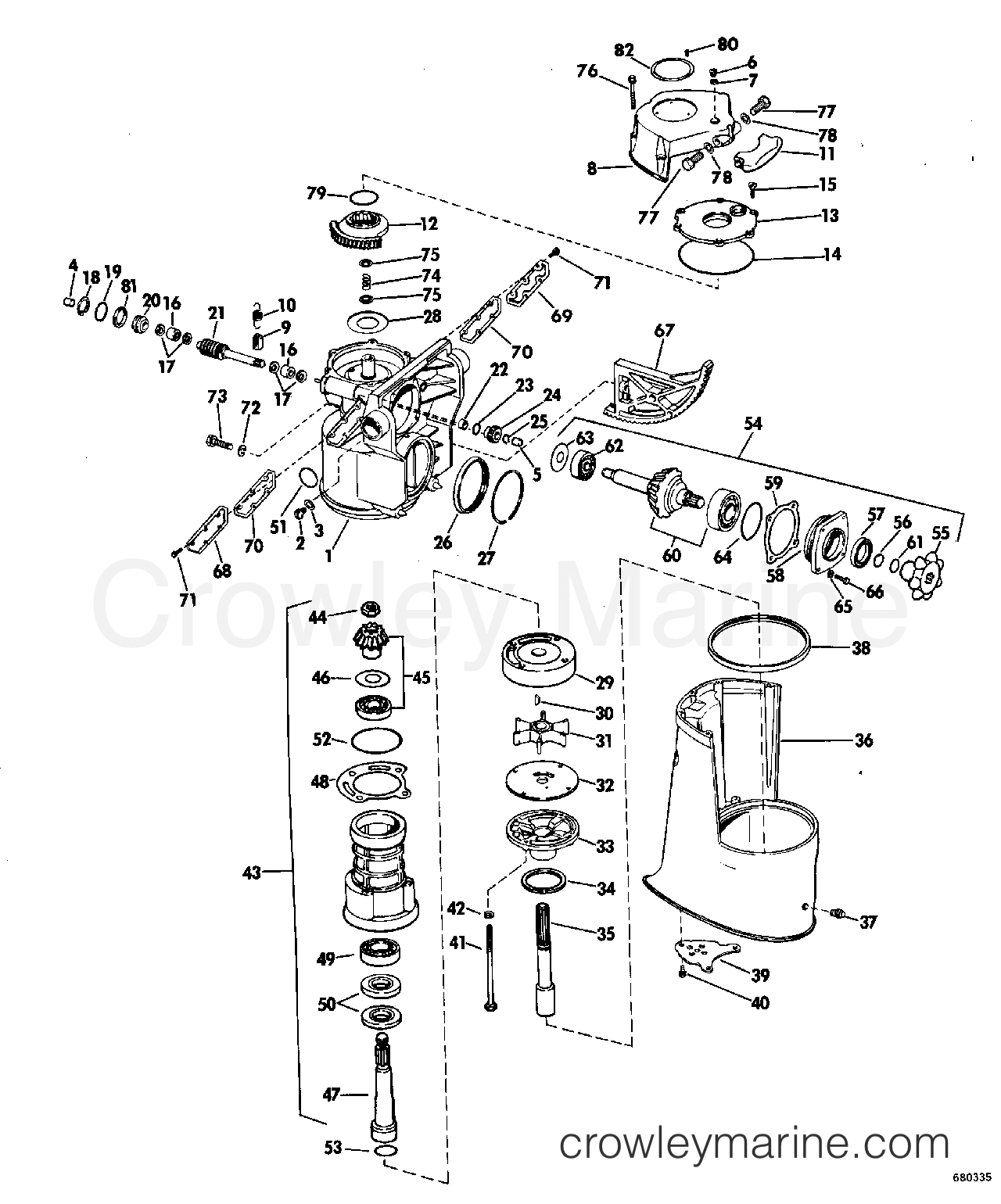 1968 Stern Drive 120 - CU-16C - UPPER GEARCASE GROUP