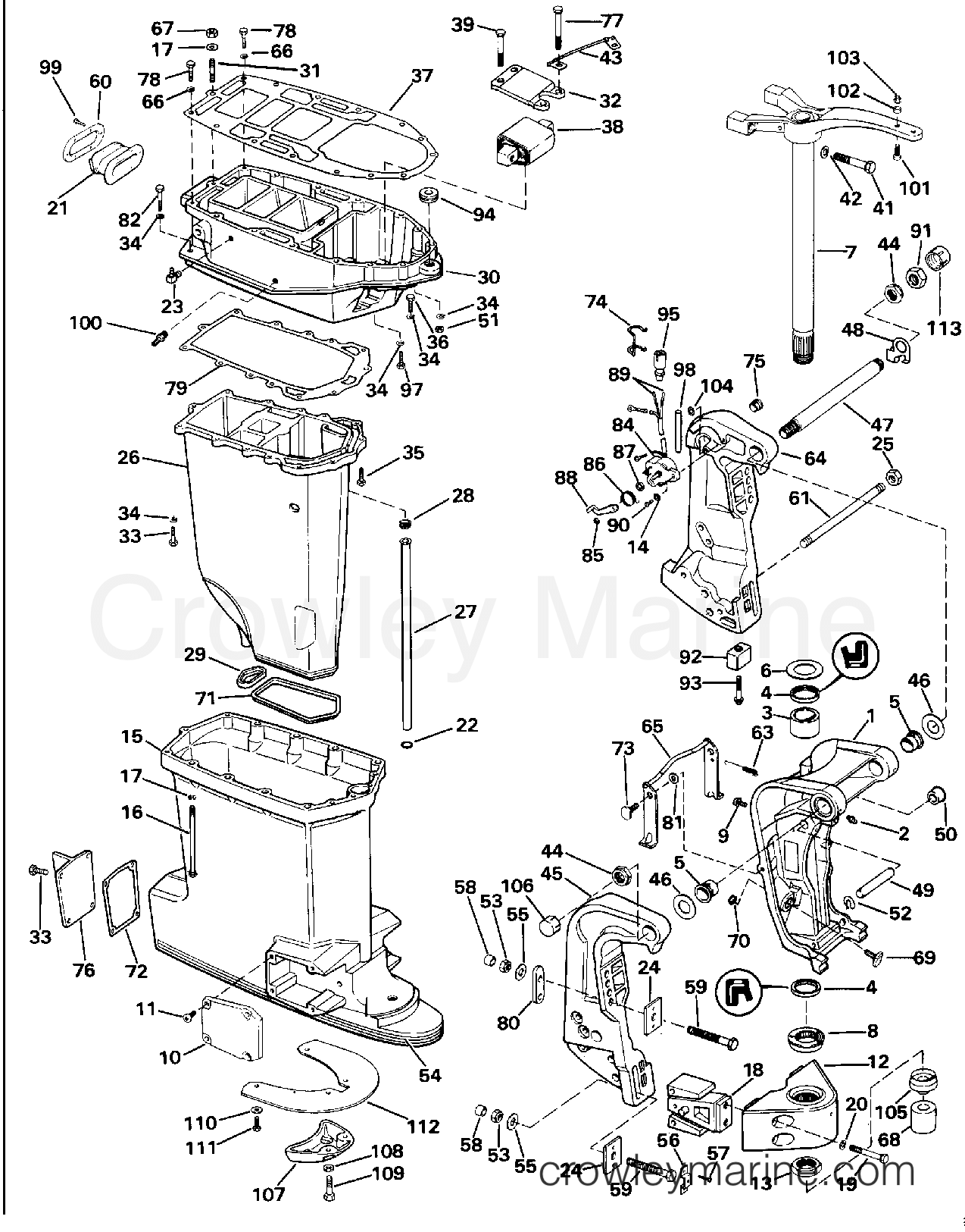 1992 Outboard 250 - J250CXEND - MIDSECTION