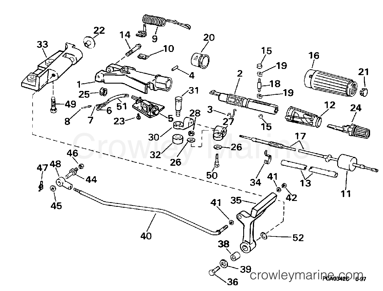 1998 Outboard 25 - SJ25RDECA - STEERING & SHIFT HANDLE