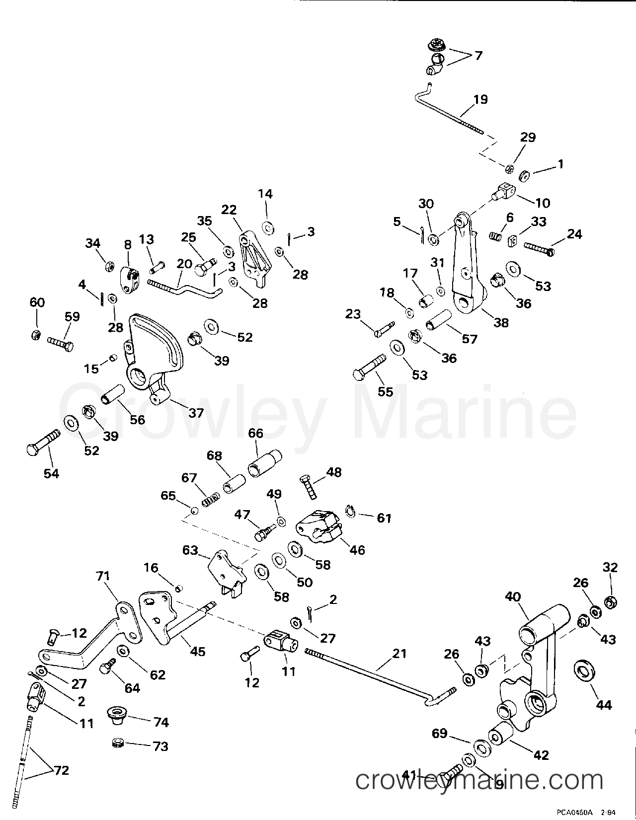 1994 Outboard 85 - J85TTLERC - SHIFT & THROTTLE LINKAGE