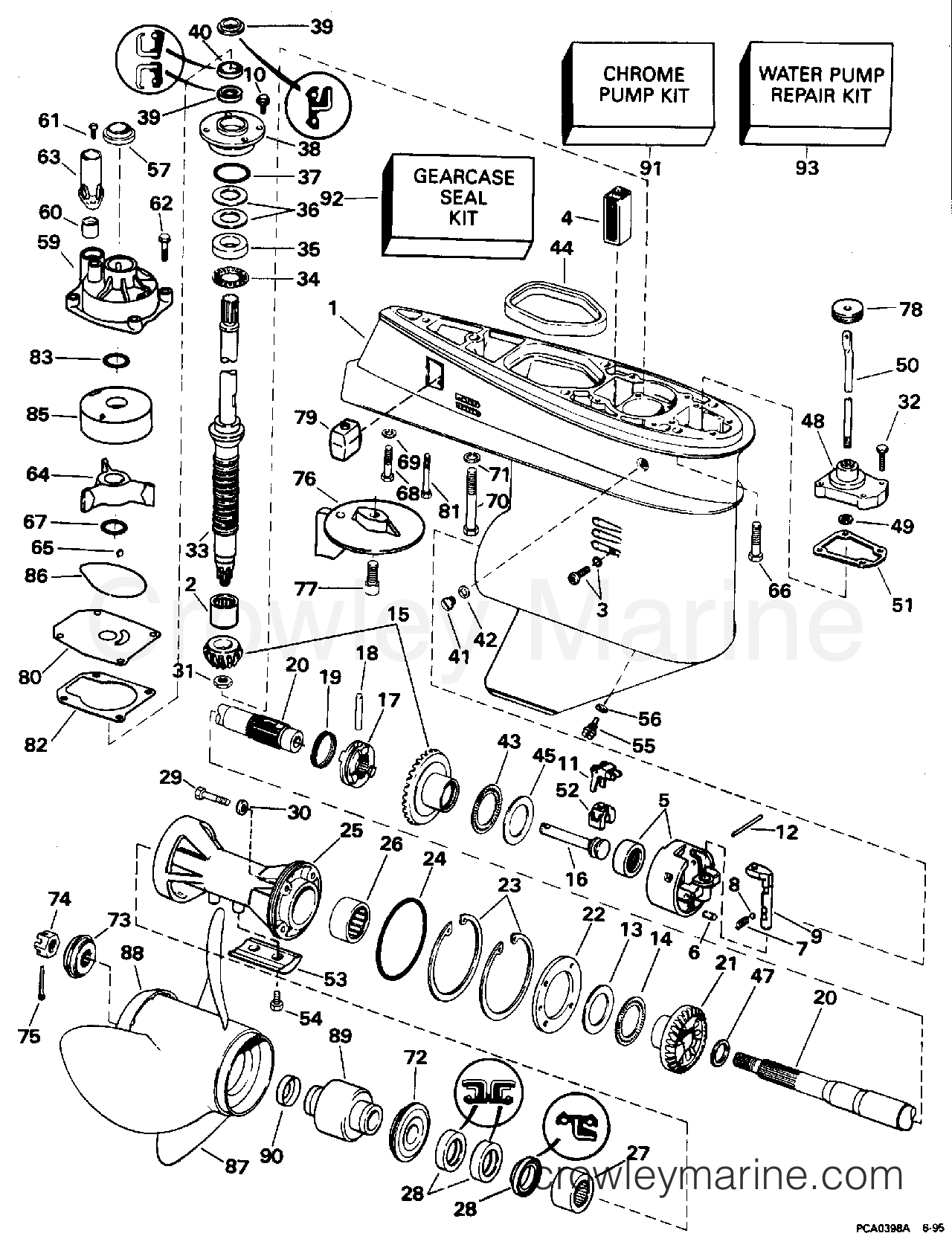 1996 Outboard 50 - J50TTLEDC - GEARCASE