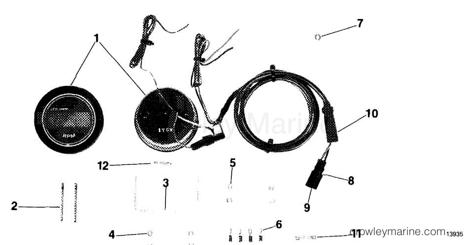 1990 Rigging OMC Sea Drive - All Models - QUARTACHÔÉ¢ TACHOMETER - FLUSH MOUNT - DIGITAL - PLUG-IN