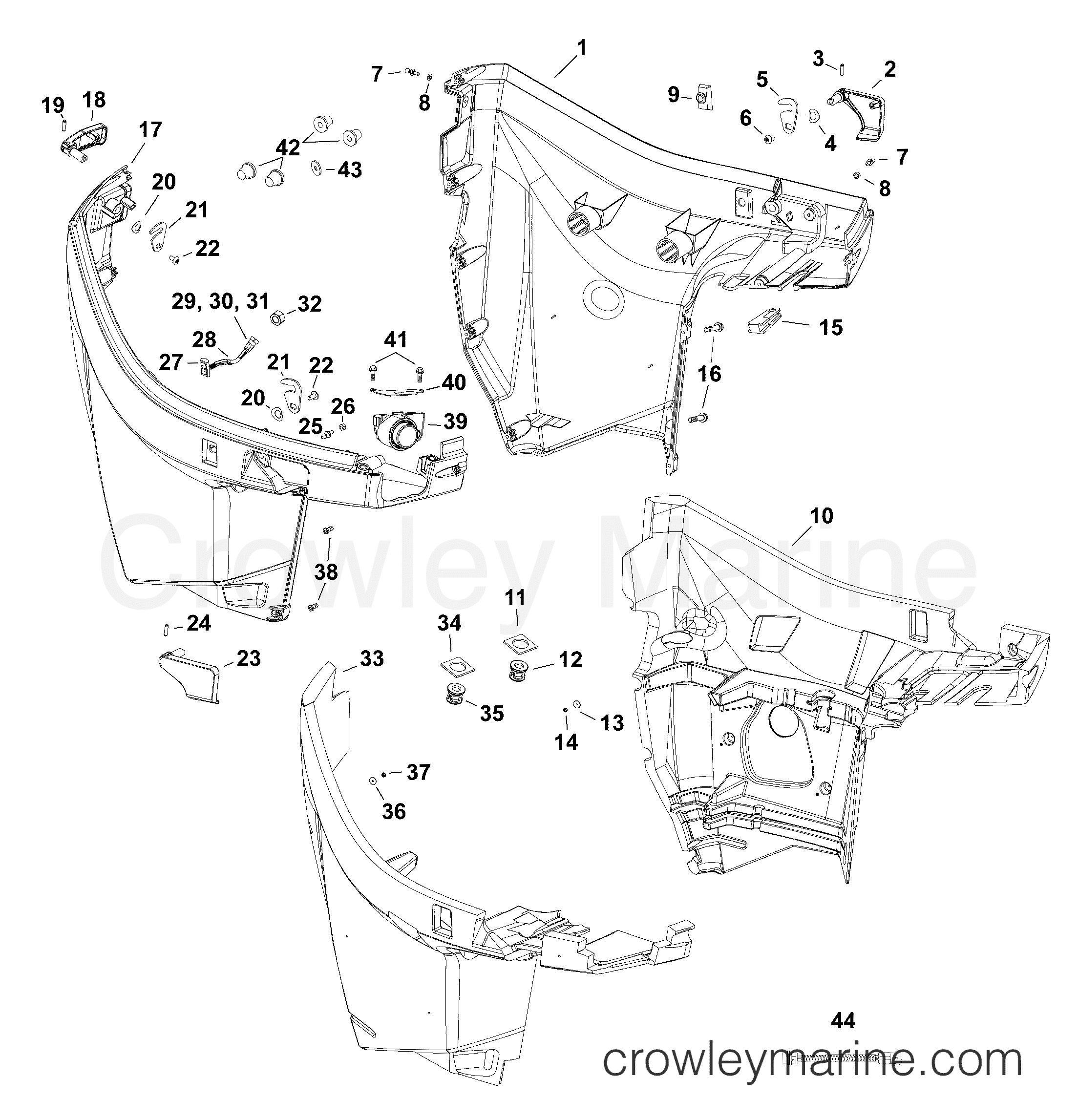 AB Outboard 200 - 2.6L - E200DPLABA - LOWER ENGINE COVER