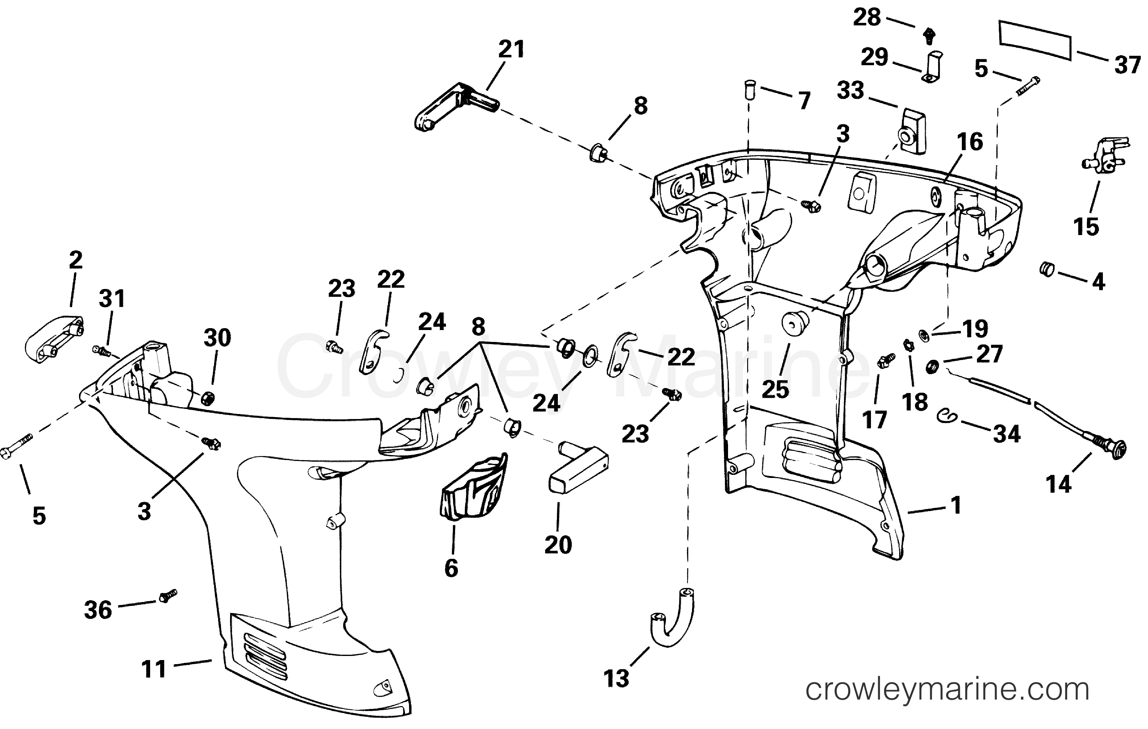2001 Outboard 35 - BJ35EV3SIE - LOWER ENGINE COVER