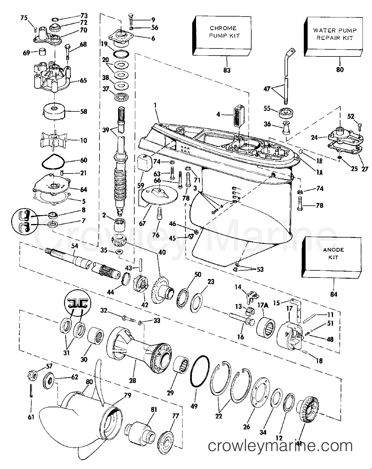 1984 Outboard 115 - E115MLCRD - GEARCASE