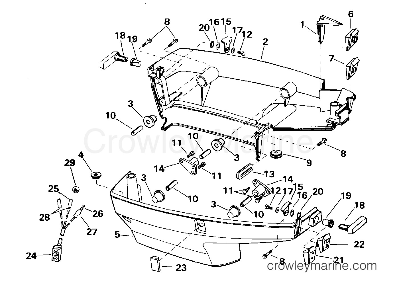 1996 Outboard 40 - J40TEEDS - LOWER ENGINE COVER