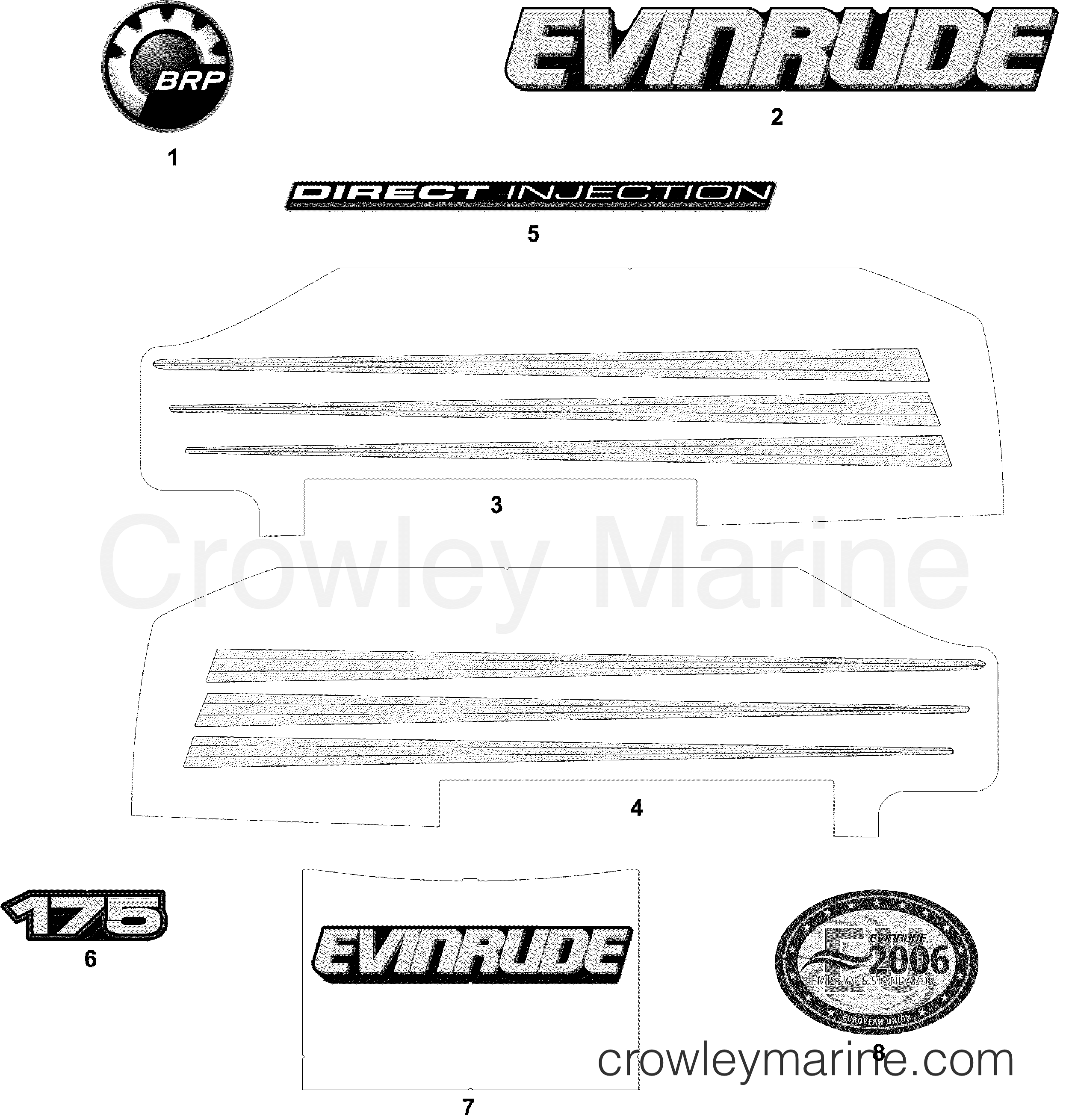 2006 Outboard 175 - E175FPLSDS - DECALS BLUE MODELS