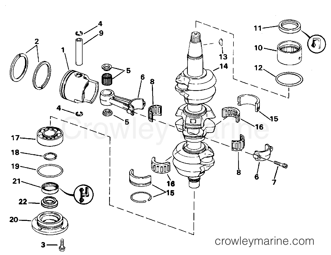 1995 Outboard 60 - J60TTLEOC - CRANKSHAFT & PISTON